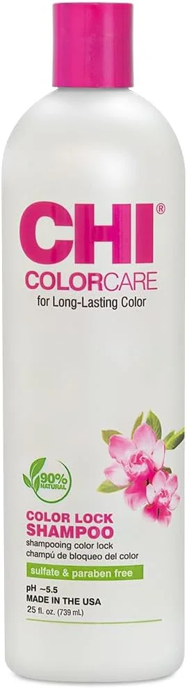 شامپو تثبیت کننده رنگ مو CHI ColorCare - حجم 739 میلی لیتر - به آرامی موها را تمیز می کند، رطوبت را متعادل می کند و موها را بدون محو شدن رنگ موهای رنگ شده تغذیه می کند.