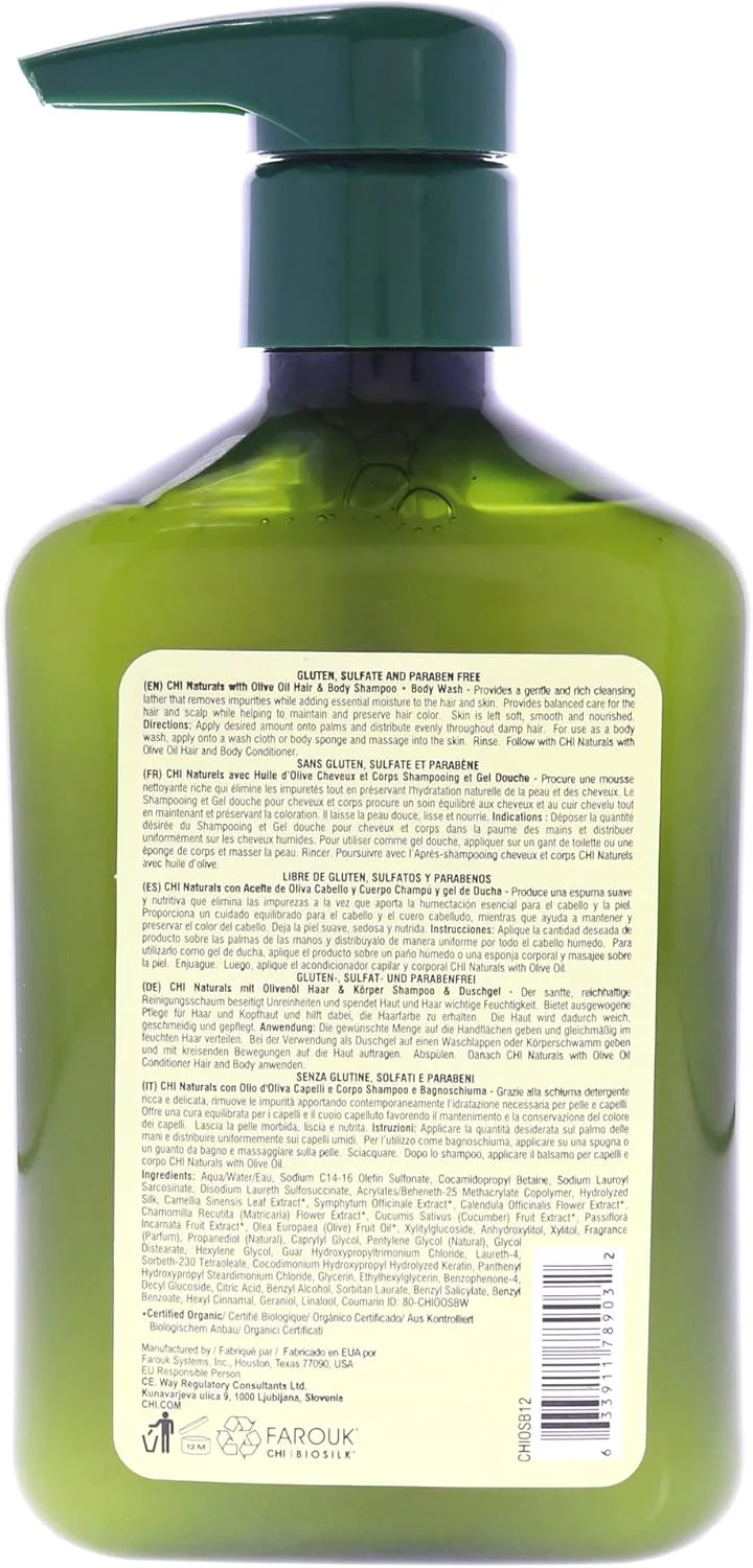 شامپو و شستشوی بدن روغن زیتون CHI Naturals، 340 میلی لیتر شامپو و شستشوی بدن روغن زیتون CHI Naturals، 340 میلی لیتر