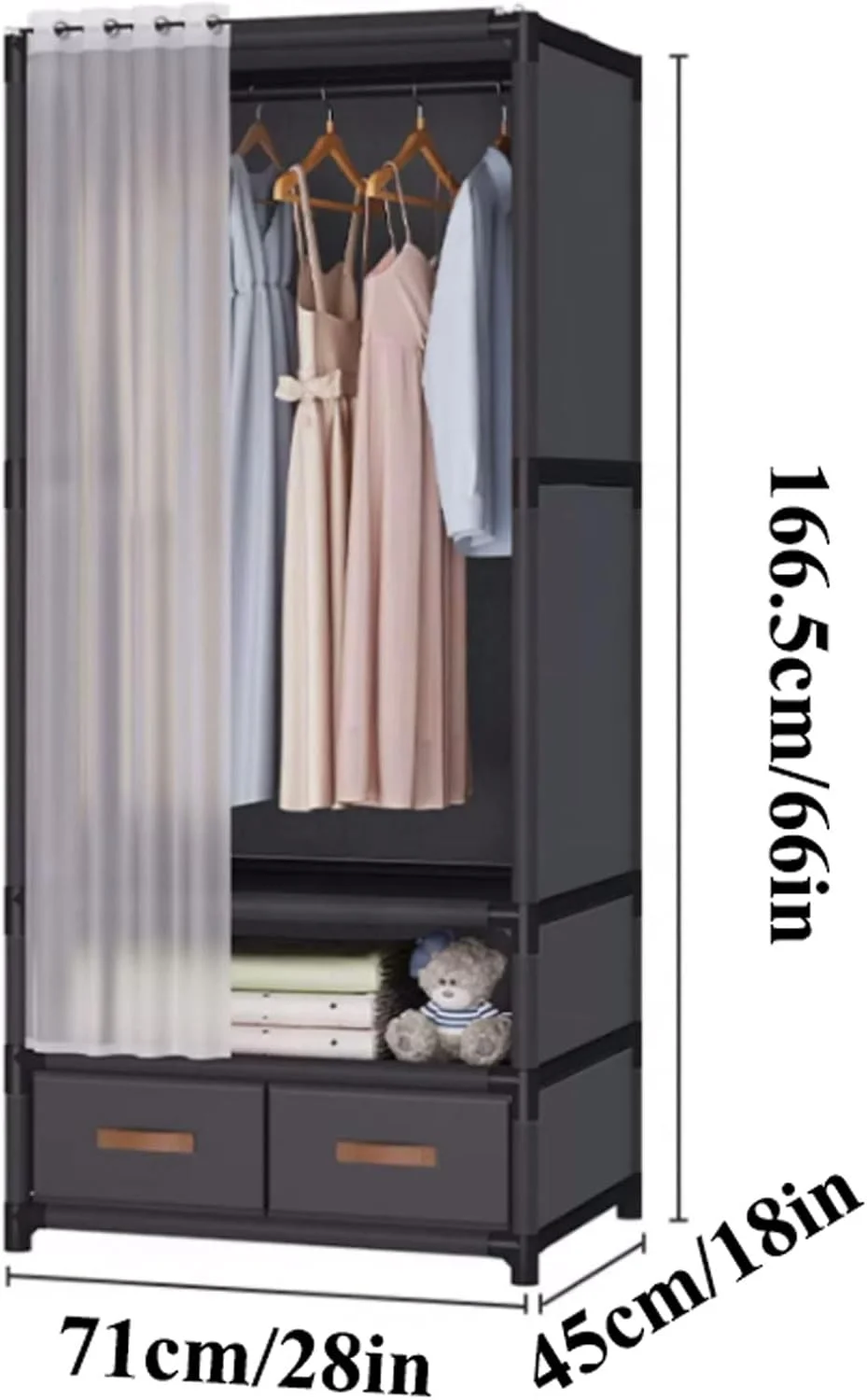 کمد لباس قابل حمل، کمد لباس با پارچه توری، کمد لباس برای آویزان کردن لباس، کمد نگهداری لباس برای منزل، مونتاژ آسان