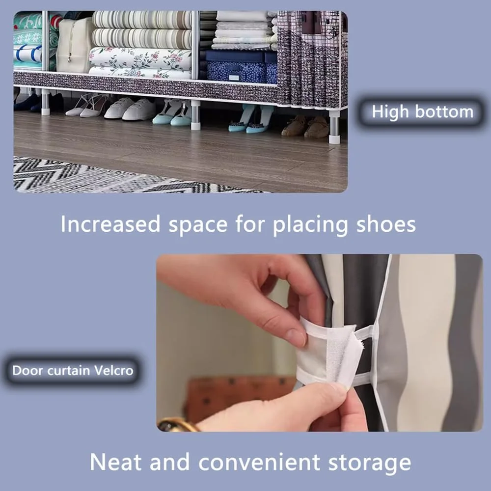 کمد لباس پارچه ای، کمد لباس قابل حمل، سازمان دهنده ذخیره سازی، کمد با روکش پارچه ای نصب سریع و آسان، برای اتاق خواب، رختکن و اتاق پرو 88x46x175 سانتی متر