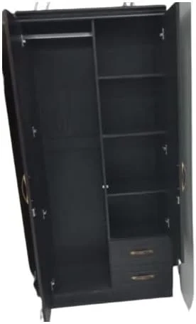 کمد لباس چوبی دو درب MAF، مدل MAF-8481، کابینت، کمد ساخته شده از چوب فرآوری شده با 2 کشو، ایده آل، مدرن، شیک و بادوام