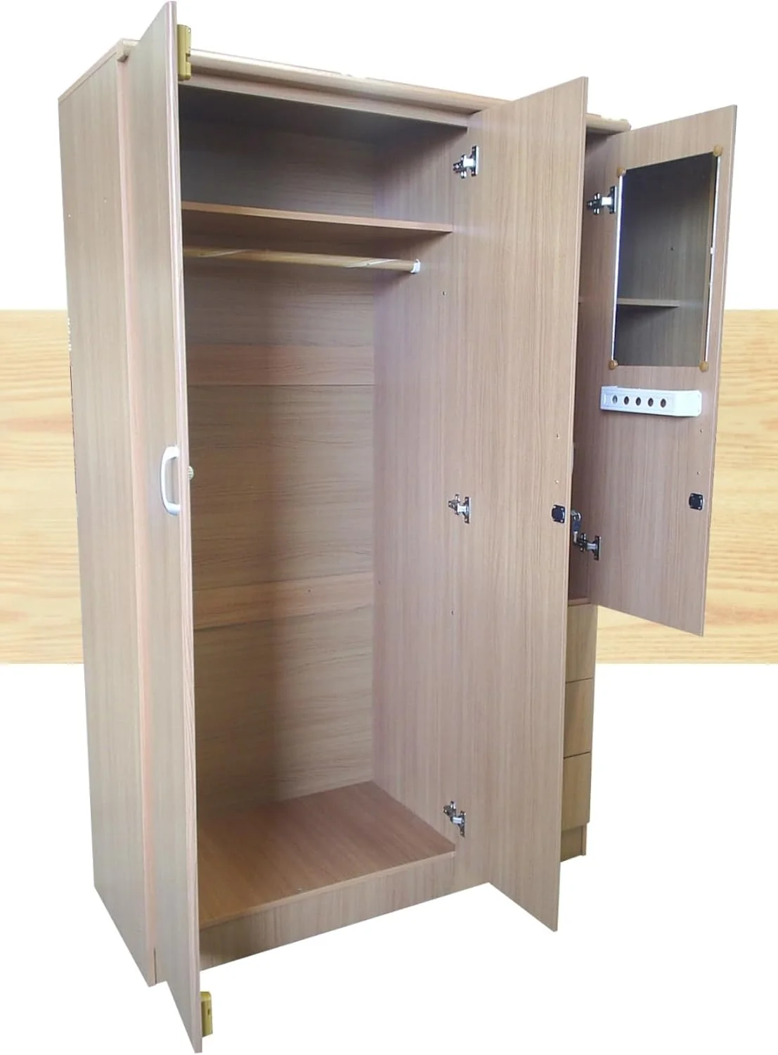 کمد لباس چوبی 3 درب MAF، مدل MAF-633، کابینت و کمدهای ساخته شده از چوب مهندسی شده با 3 کشو، طراحی مدرن و شیک، مقاوم و بادوام