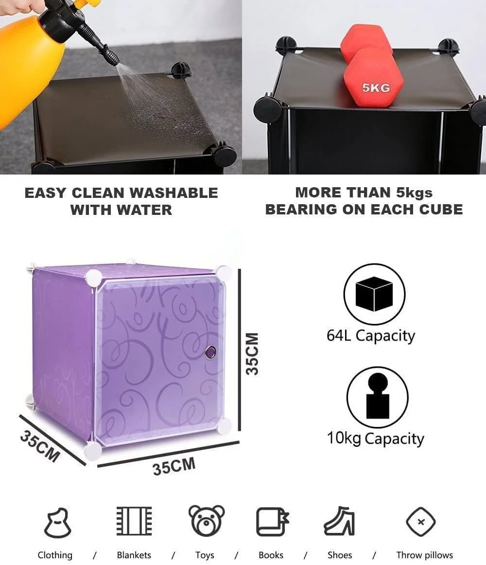 کمد لباس، کابینت، کمد 6 درب، قفسه و استند سازمان دهنده برای لباس، مناسب اتاق نشیمن، اتاق خواب، قابل حمل