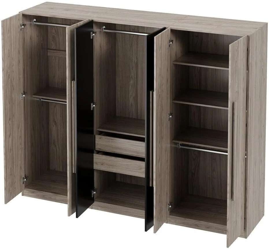 کمد لباس با 2 کشو و میله آویز - کمد لباس جادار با قفسه و میله آویز، راه حل مدرن برای نگهداری