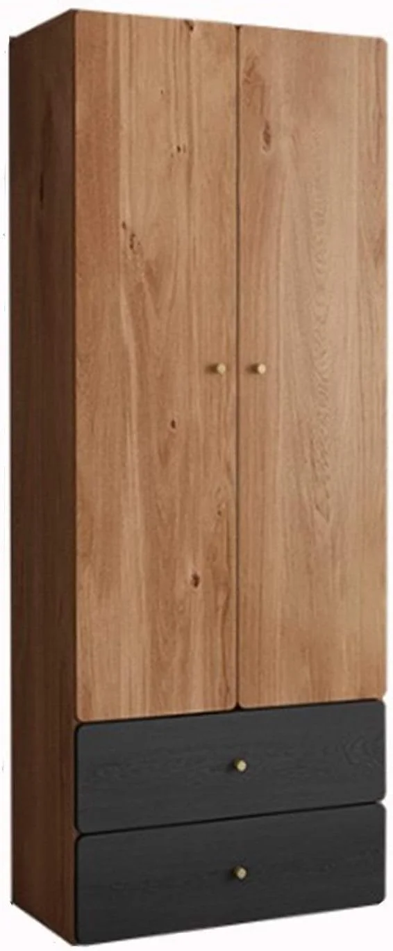 کمد لباس XRTLYH، کمد لباس مونتاژی دو درب، کمد لباس مدرن مینیمالیستی دو درب، کابینت ذخیره سازی، کمد کوچک آپارتمانی، کمدهای چوبی (رنگ: قهوه ای، اندازه: 200x55x80 سانتی متر)