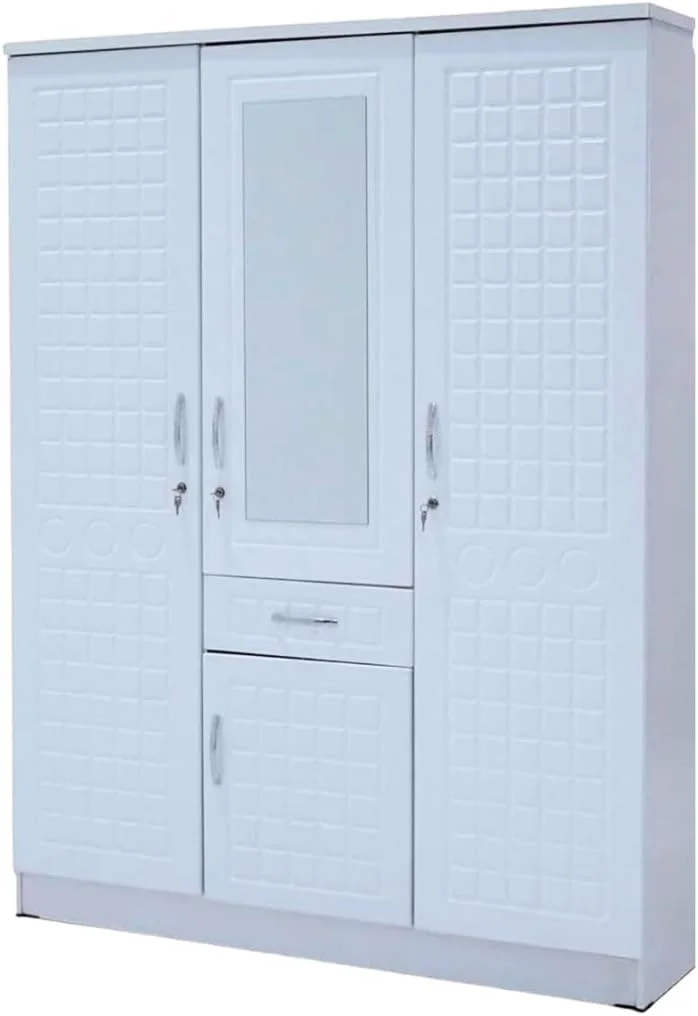 کمد لباس 3 درب Remedy برای اتاق خواب | کمد 3 درب برای منزل | کابینت 3 درب برای کمد لباس اتاق خواب | کمد چوبی مهندسی شده سفید