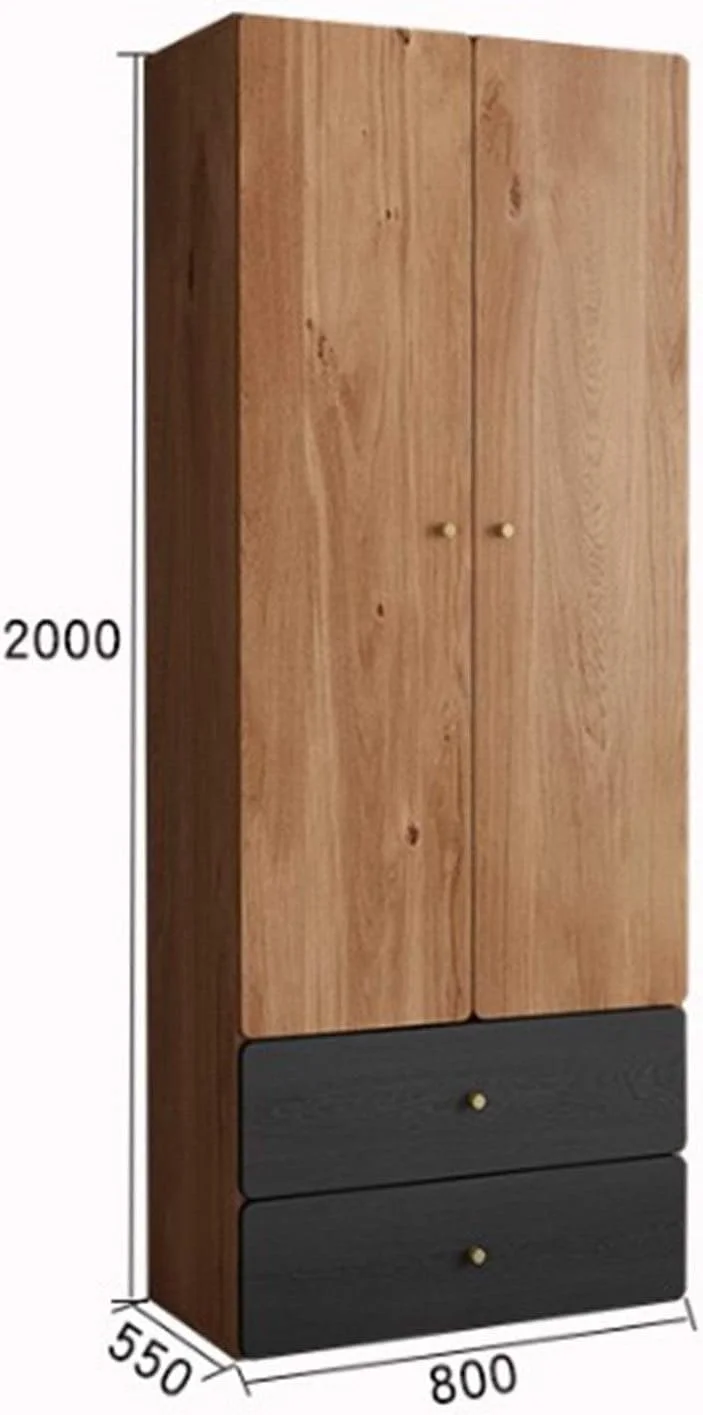 کمد لباس XRTLYH، کمد لباس مونتاژی دو درب، کمد لباس مدرن مینیمالیستی دو درب، کابینت ذخیره سازی، کمد کوچک آپارتمانی، کمدهای چوبی (رنگ: قهوه ای، اندازه: 200x55x80 سانتی متر)