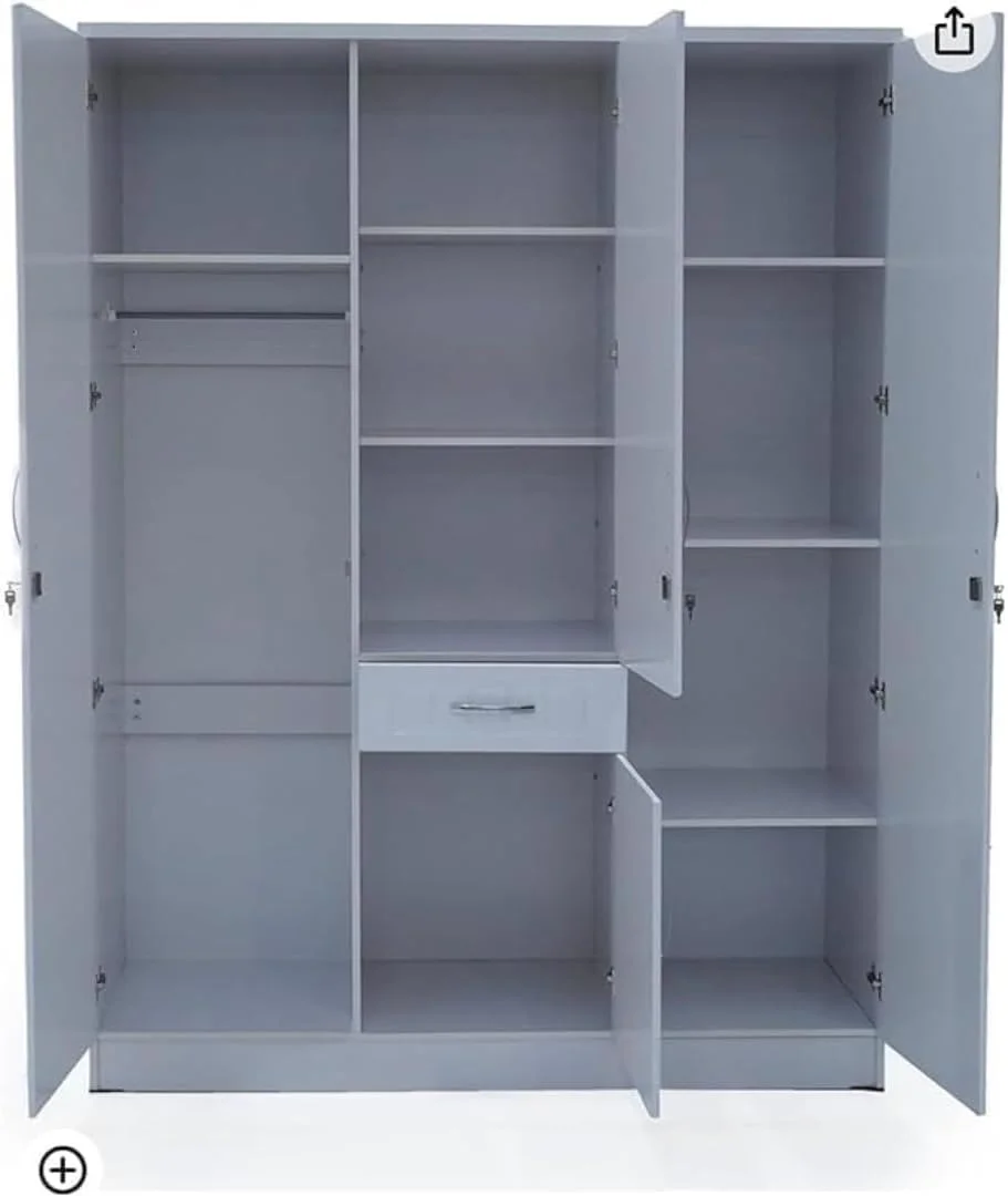 کمد لباس 3 درب Remedy برای اتاق خواب | کمد 3 درب برای منزل | کابینت 3 درب برای کمد لباس اتاق خواب | کمد چوبی مهندسی شده سفید