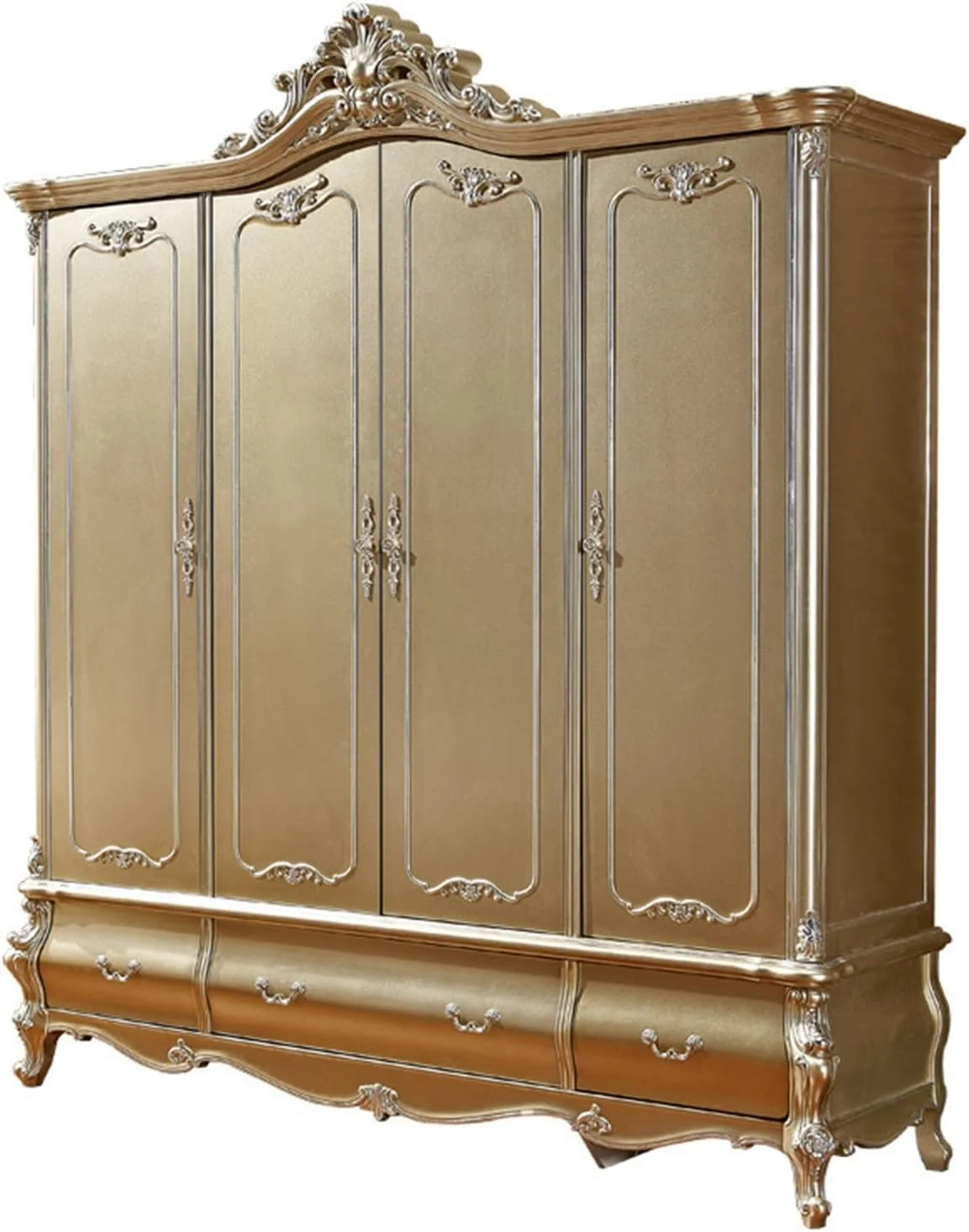 کمد لباس ZKSKOX، کمد لباس چهار درب، کمد لباس چوبی جامد شامپاین، مبلمان فرانسوی ویلایی کمد لباس ZKSKOX، کمد لباس چهار درب، کمد لباس چوبی جامد شامپاین، مبلمان فرانسوی ویلایی