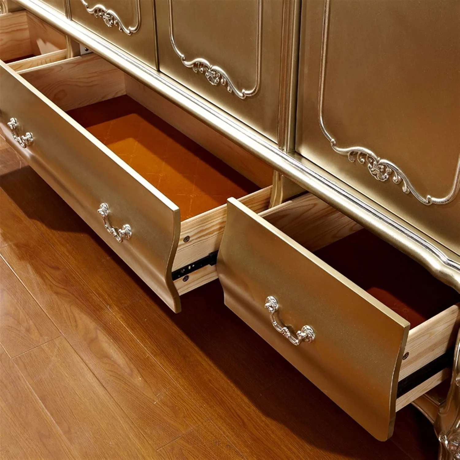 کمد لباس ZKSKOX، کمد لباس چهار درب، کمد لباس چوبی جامد شامپاین، مبلمان فرانسوی ویلایی کمد لباس ZKSKOX، کمد لباس چهار درب، کمد لباس چوبی جامد شامپاین، مبلمان فرانسوی ویلایی