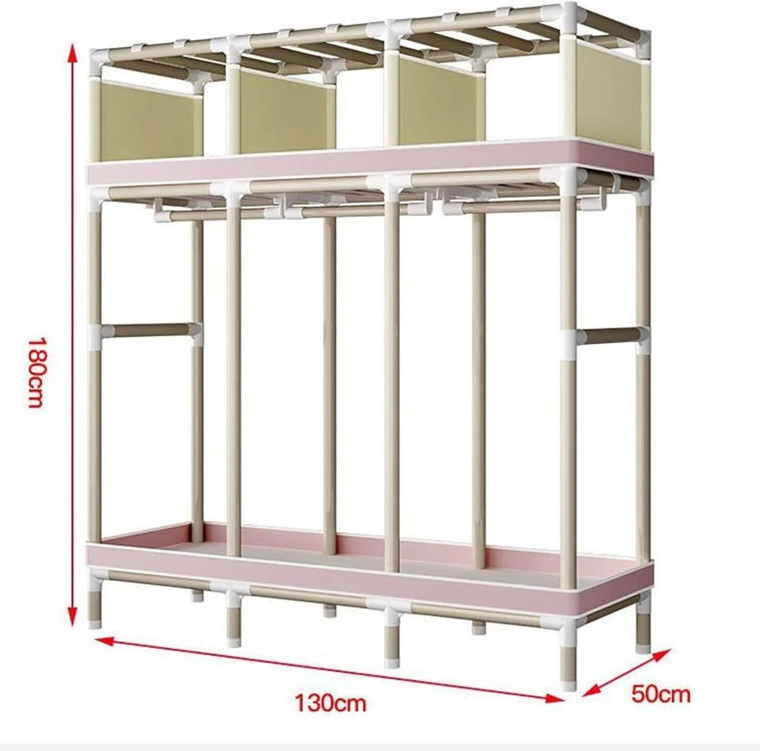 کمد لباس ZKSKOX، کمد لباس تاشو، مبلمان کمد لباس، کمد اتاق خواب رنگ ثابت، کمد غیر بافته شده، کمد لباس با لوله فولادی ضخیم