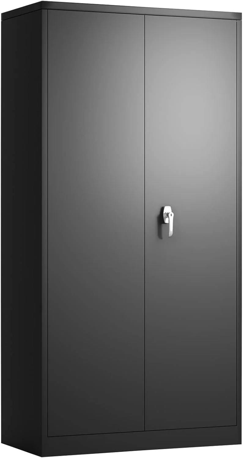 کمد لباس ZKSKOX، کابینت فلزی با قفسه های قابل تنظیم، مناسب برای دفتر، گاراژ، کابینت فلزی بلند مشکی