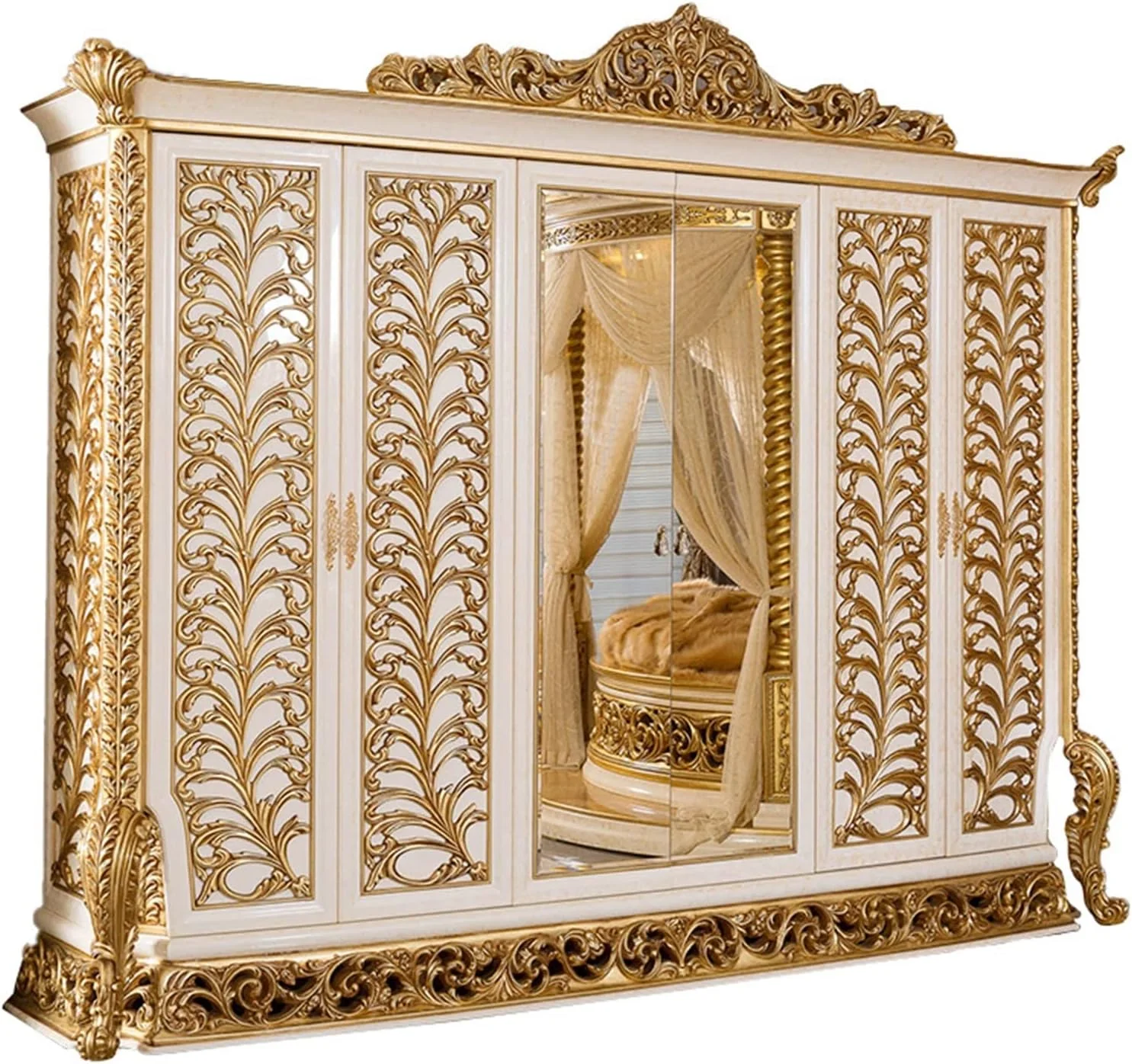 کمد لباس ZKSKOX، کمد لباس تمام چوب جامد، کمد لباس حکاکی شده، کمد لباس اتاق خواب