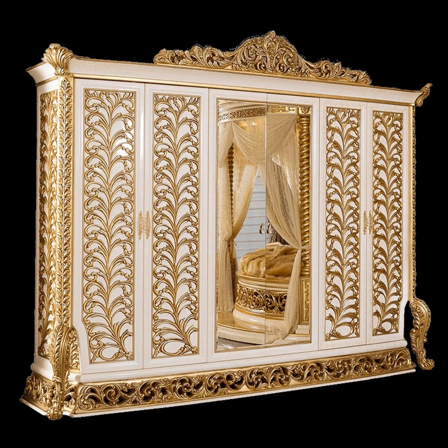 کمد لباس ZKSKOX، کمد لباس تمام چوب جامد، کمد لباس حکاکی شده، کمد لباس اتاق خواب