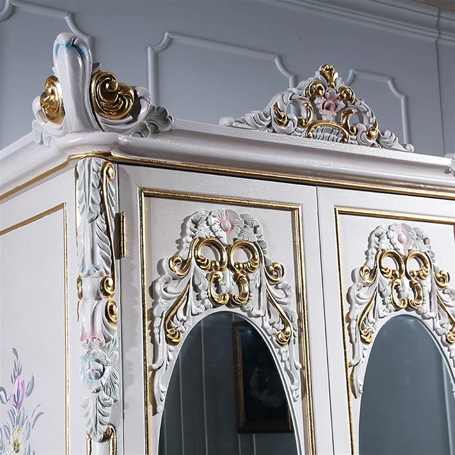 کمد لباس ZKSKOX، مبلمان کمدی چوبی جامد، کمد لباس سفید حکاکی شده، کمد لباس دو درب کمد لباس ZKSKOX، مبلمان کمدی چوبی جامد، کمد لباس سفید حکاکی شده، کمد لباس دو درب