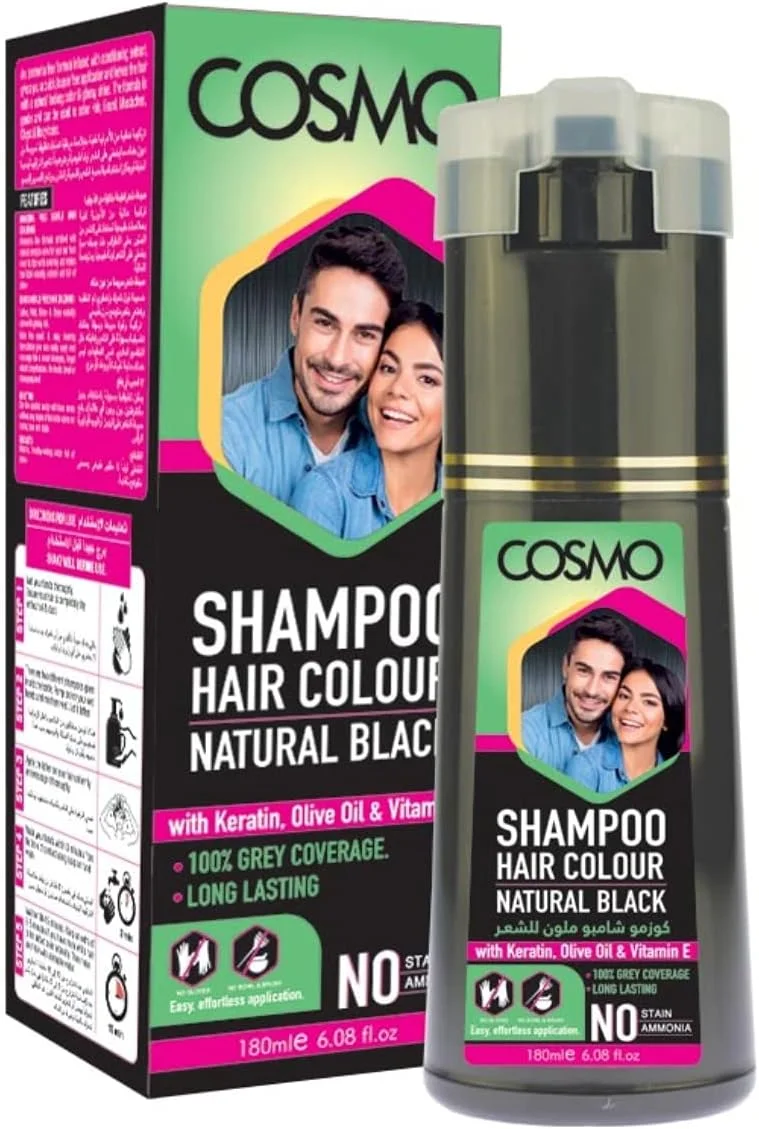 شامپو رنگ مو مشکی سی دی COSMO DESIGNS حجم 180 میلی لیتر، مناسب برای آقایان و بانوان شامپو رنگ مو مشکی سی دی COSMO DESIGNS حجم 180 میلی لیتر، مناسب برای آقایان و بانوان
