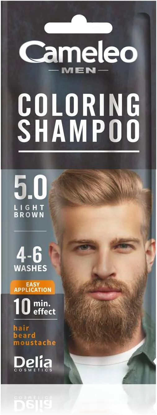 شامپو رنگ مو مردانه Cameleo - قهوه ای روشن - مو، ریش، سبیل - طراوت بخش - ماندگاری 4 تا 6 بار شستشو - استفاده آسان و سریع - عصاره گردو - 15 میلی لیتر