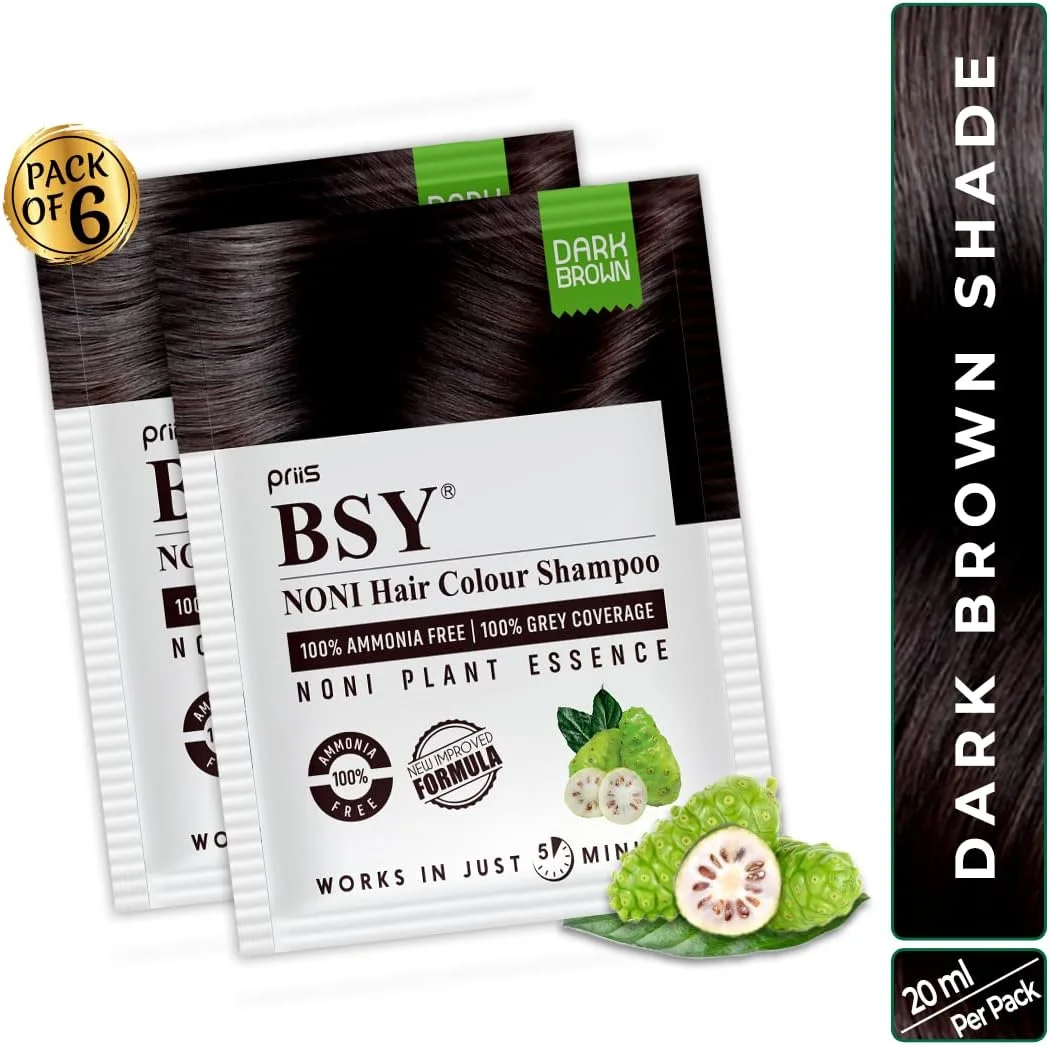 شامپو رنگ موی نونی BSY، رنگ مو، 20 میلی لیتر در 6 ساشه - قهوه ای تیره (بسته 1 عددی) شامپو رنگ موی نونی BSY، رنگ مو، 20 میلی لیتر در 6 ساشه - قهوه ای تیره (بسته 1 عددی)