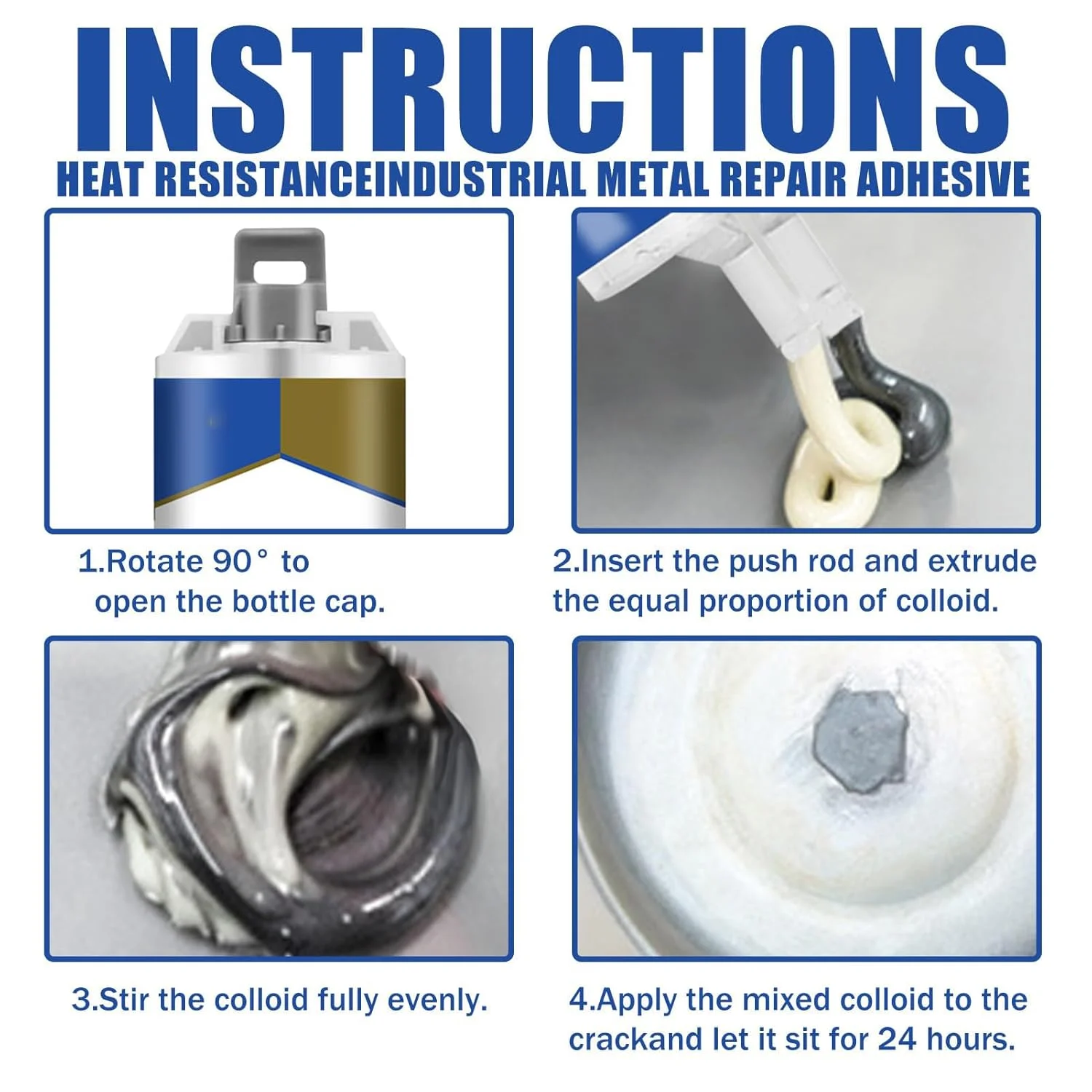 چسب فلزات قوی - چسب فوق العاده برای تعمیر فلزات، جوش سرد، چسب مقاوم در برابر حرارت بالا برای فلزات، سرامیک، شیشه، پلاستیک، قایق، خودرو (100 گرم)