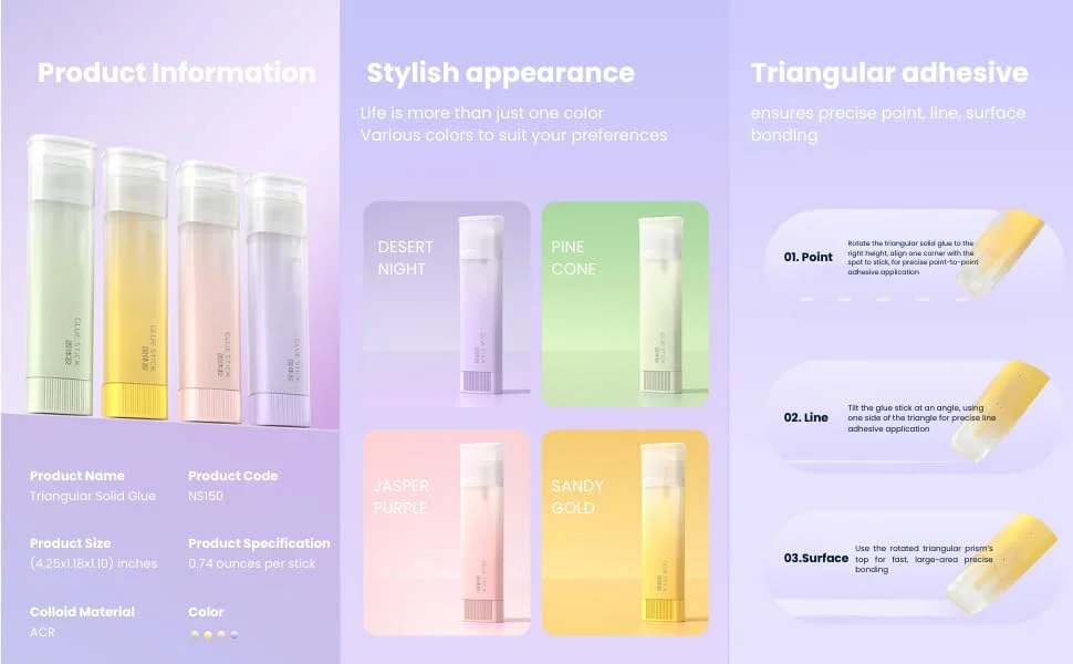 چسب ماتیکی فانتزی، چسب صنایع دستی قابل شستشو، چسب چند منظوره مدرسه، چسب ماتیکی شفاف عمده برای پروژه های DIY، لوازم دانشجویی، صنایع دستی اداری، صنایع دستی هنری و کاغذی، بسته 4 عددی