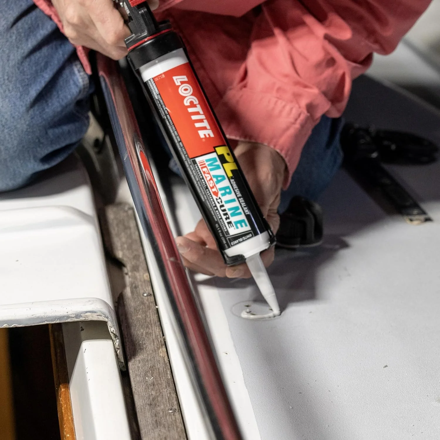 چسب و درزگیر دریایی سریع خشک شونده Loctite PL، چسب ساختمانی ضد آب برای فایبرگلاس، وینیل، شیشه و موارد دیگر - کارتریج 10 fl oz، بسته 1 عددی