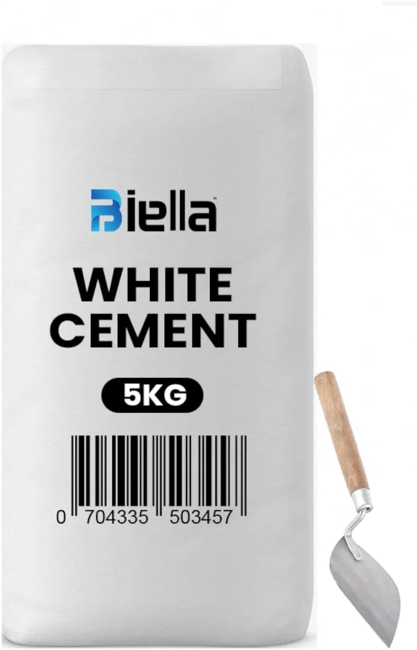 پودر سیمان سفید بیلا به همراه ماله بنایی - ایده آل برای پر کردن ترک ها، چسب جهانی، ساخت و ساز، پروژه های هنری و صنایع دستی، و ضد آب سازی برای تعمیرات منزل، حمام ها و کاشی ها (5 کیلوگرم)