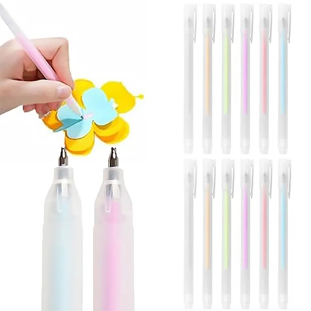 قلم چسب توپی نوک ظریف 12 عددی، قلم چسب رنگی با خشک شدن سریع، قلم چسب برای اسکرپ بوک با کنترل دقیق آسان، چسب های استیکی برای کارت سازی صنایع دستی، فعالیت های هنری