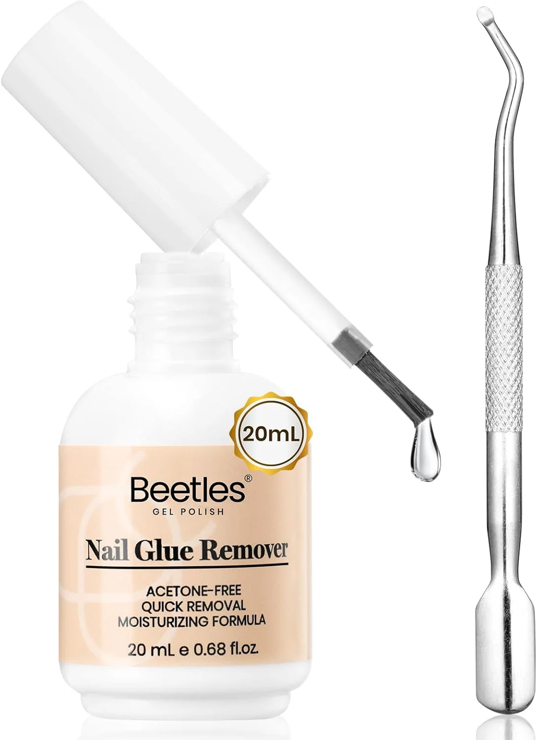 محلول پاک کننده چسب ناخن ژلی بیتلز 20 میلی لیتر برای ناخن های مصنوعی و ناخن های پرسی، پاک کننده چسب ناخن مصنوعی برای نوک ناخن های فیک، پاک کننده چسب ناخن اکریلیک به همراه عقب زننده کوتیکول، مناسب برای چسب های یو وی نیست