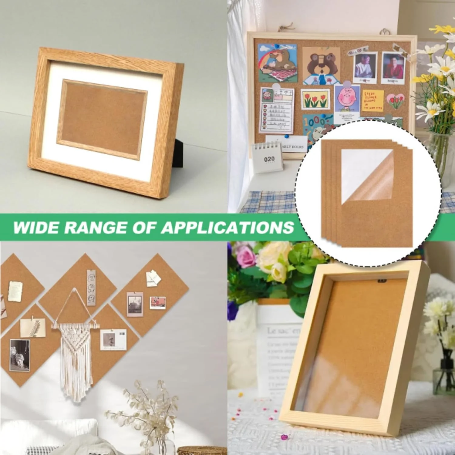 ورق چوب پنبه ای خود چسب BIGTHREE، بسته 5 عددی، تخته پشتی چوب پنبه ای، 30 * 21 سانتی متر، ضخامت 1 میلی متر، با پشت چسب دار، برای تزئین دیوار، زیر لیوانی، کاشی، لوازم صنایع دستی DIY