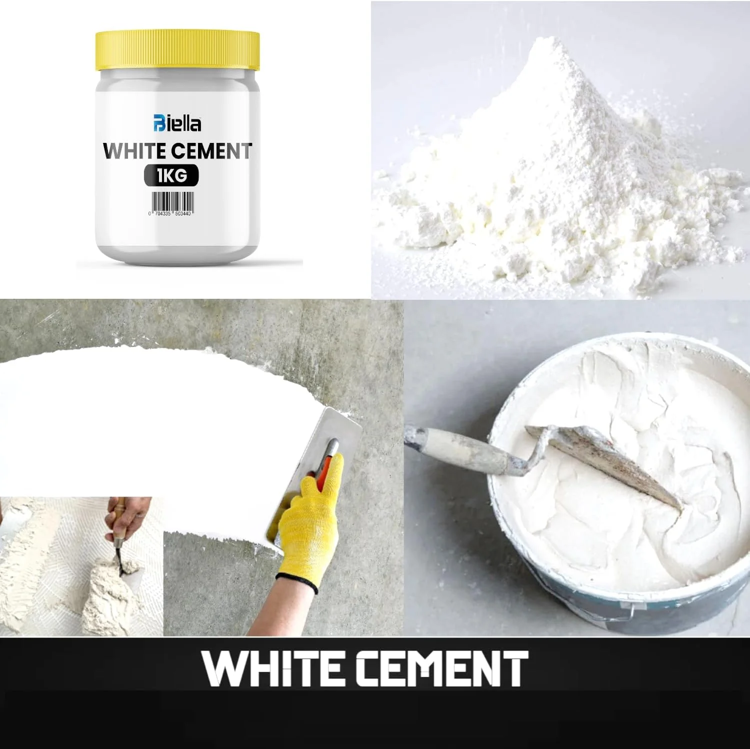 پودر سیمان سفید بیلا 1 کیلوگرمی - ایده آل برای پر کردن ترک ها، چسب جهانی، ساخت و ساز، پروژه های هنری و صنایع دستی، و ضد آب سازی برای تعمیرات منزل، حمام ها و کاشی ها