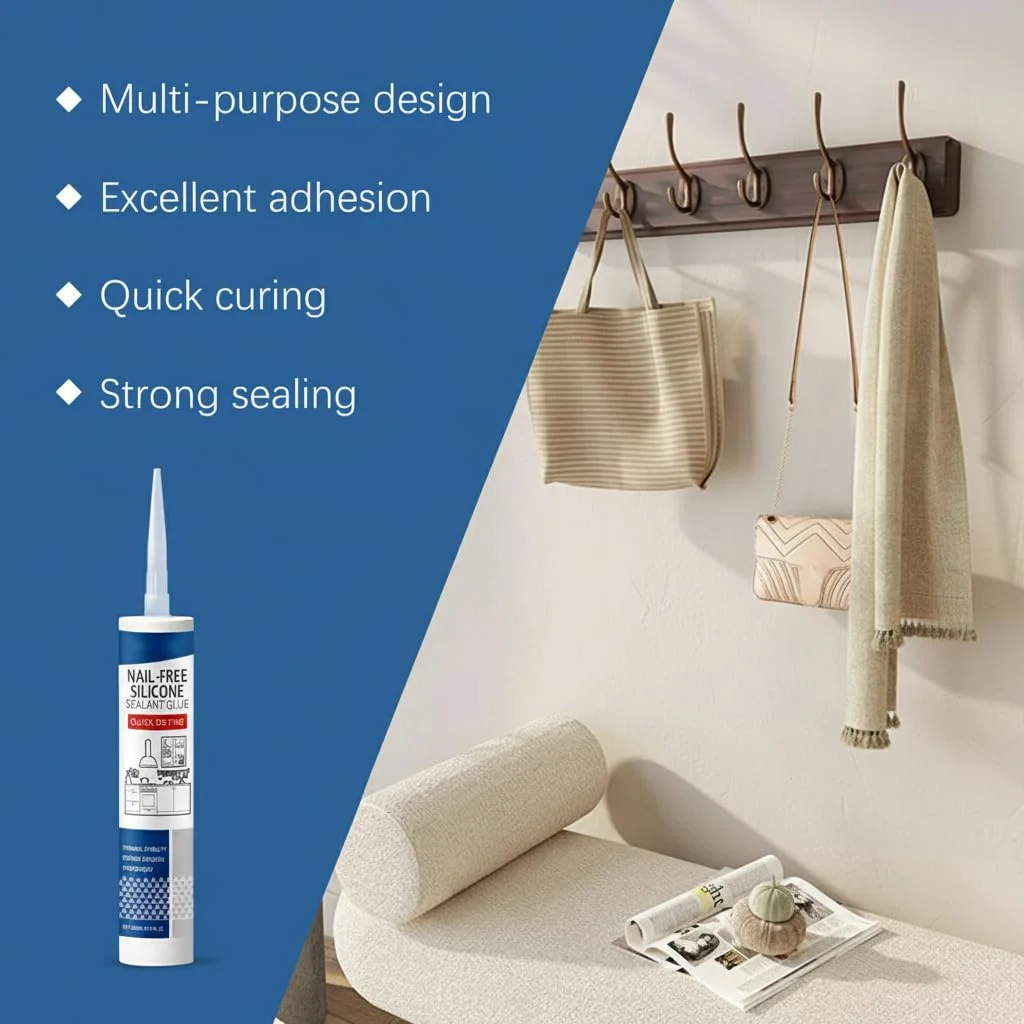 چسب مونتاژ قوی آزونه 300 میلی لیتری، بدون نیاز به میخ، درزگیر سیلیکونی چند منظوره، چسب قوی بدون میخ برای چوب، فلز، سرامیک، پلاستیک و لوازم منزل