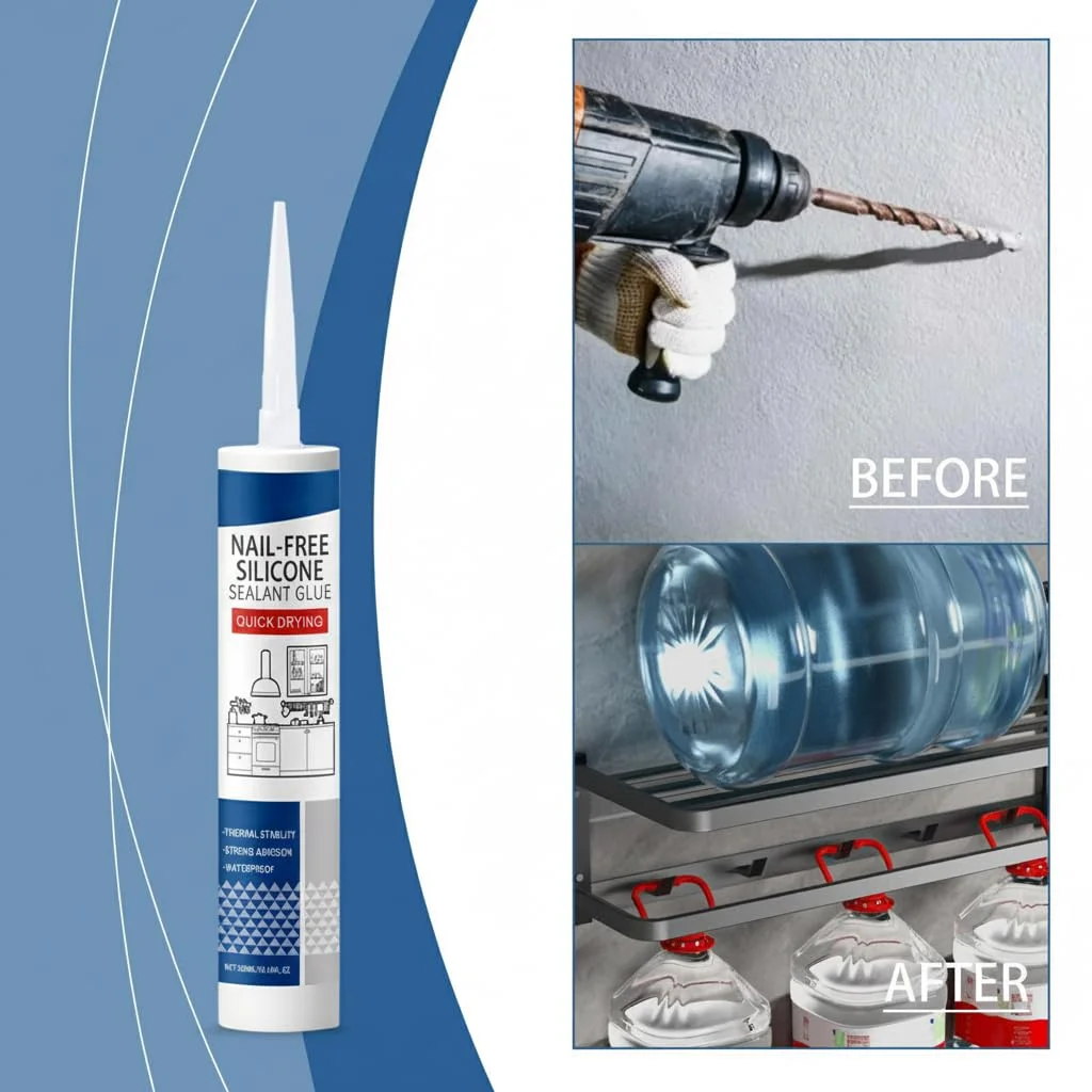 چسب مونتاژ قوی آزونه 300 میلی لیتری، بدون نیاز به میخ، درزگیر سیلیکونی چند منظوره، چسب قوی بدون میخ برای چوب، فلز، سرامیک، پلاستیک و لوازم منزل