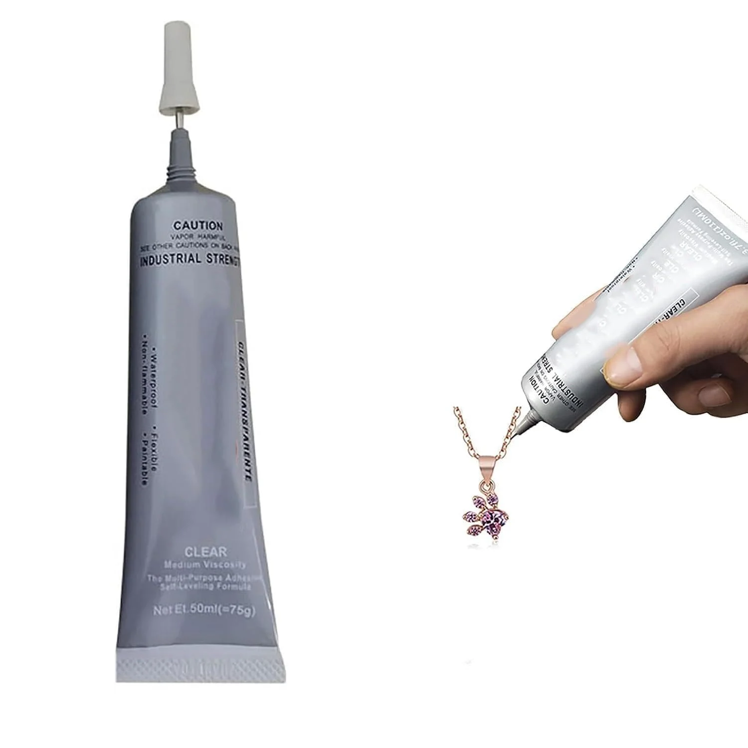 چسب پارچه آزونه برای لباس و پوشاک، چسب فوق العاده شفاف برای جواهرات، فلز، چرم، سرامیک، چوب و صنایع دستی، درزگیر نرم و شفاف برای پروژه های DIY (2 عدد 75 گرمی)