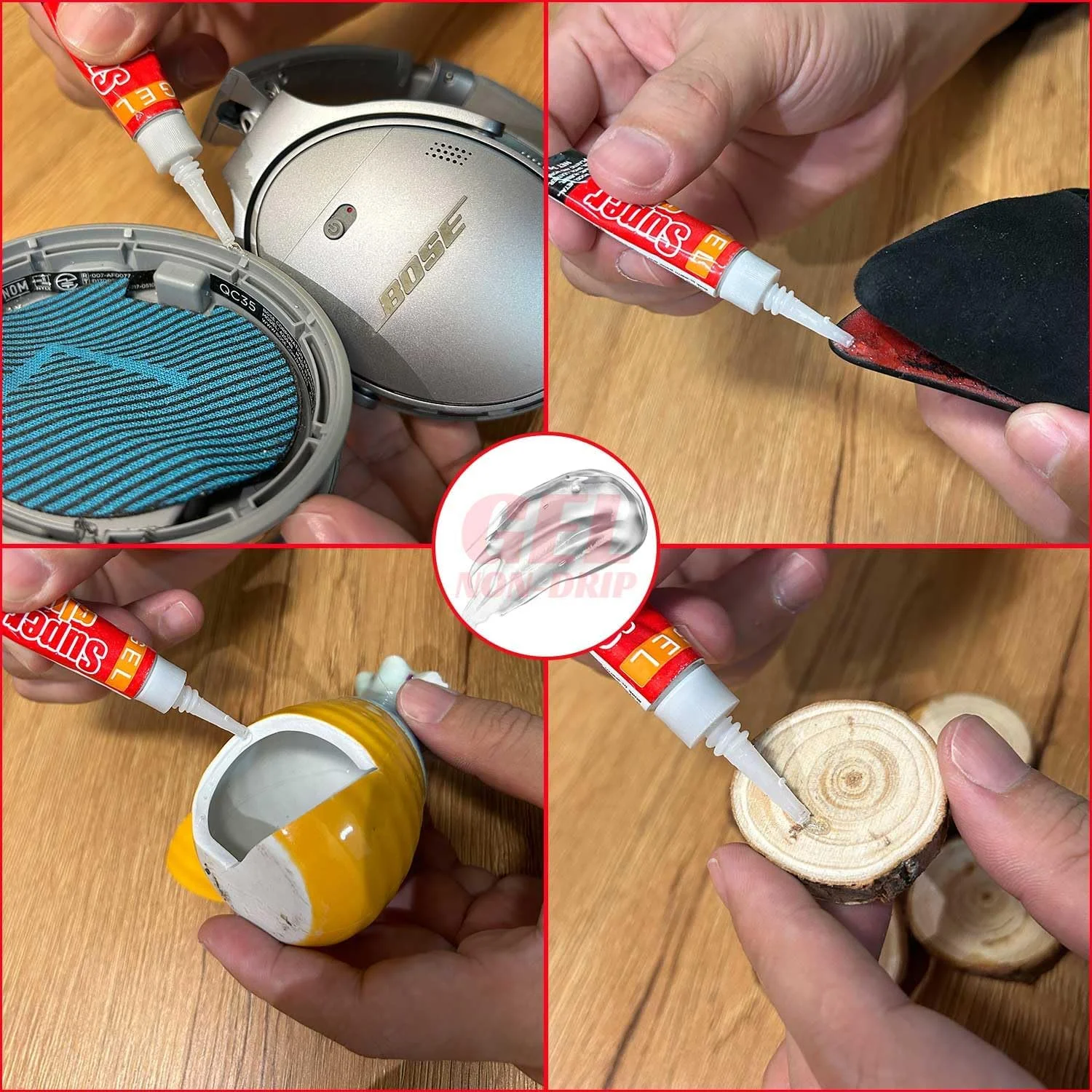 چسب ژله ای فوق العاده Azonee، چسب ژله ای فوق العاده - خشک شدن سریع، چسب ضخیم و قوی برای پلاستیک، سرامیک، فلز، چوب، چرم، صنایع دستی، قدرت صنعتی، شفاف، بدون کثیف کاری (3 گرم 12 عدد)