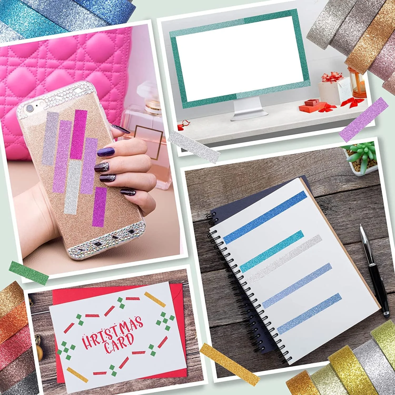 مجموعه 30 عددی نوار چسب کاغذی آزونه، مجموعه نوار تزئینی برای کارهای دستی و بسته بندی هدیه با طرح ها و الگوهای رنگارنگ (رنگ تصادفی)