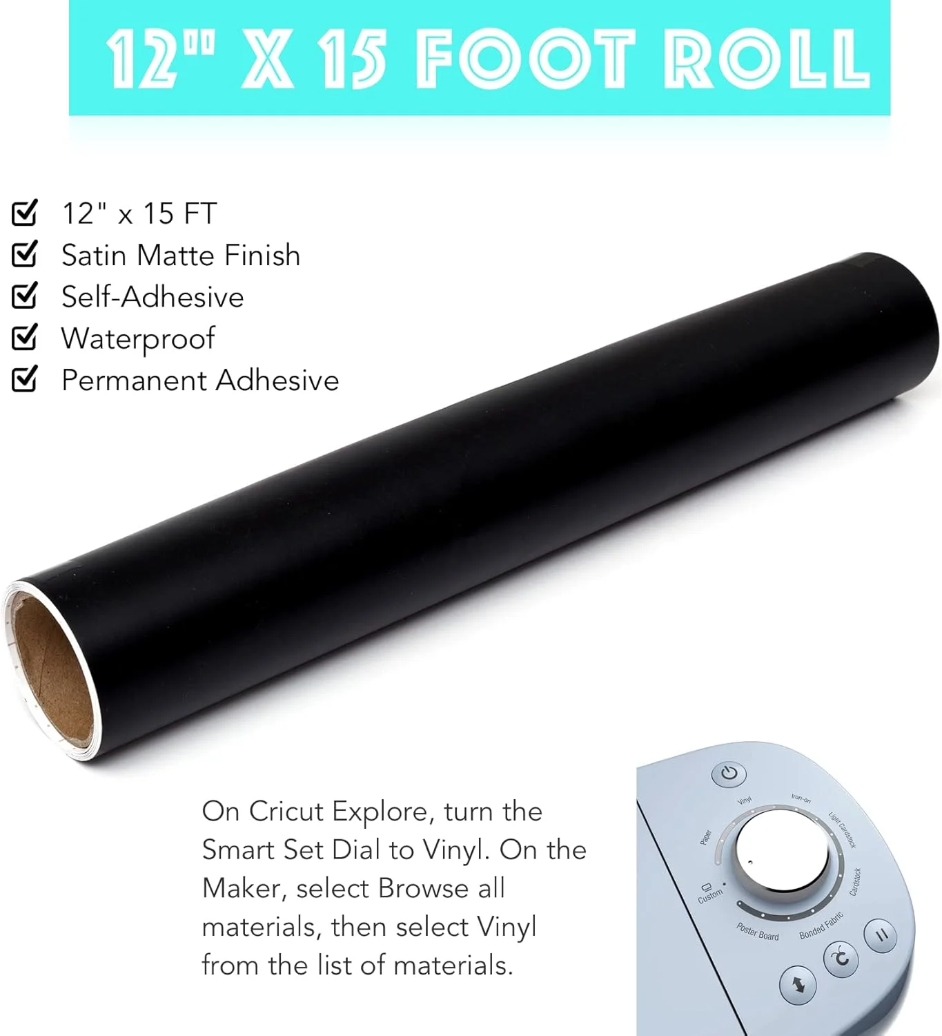 رول وینیل چسبی مشکی مات 30 سانتیمتر در 4.5 متر، وینیل مشکی دائمی برای خودرو، علائم، اسکرپ بوک، کریکت، سیلوئت کمئو، پلاترها و دستگاه های برش دایکات از Turner Moore Edition رول وینیل چسبی مشکی مات 30 سانتیمتر در 4.5 متر، وینیل مشکی دائمی برای خودرو، علائم، اسکرپ بوک، کریکت، سیلوئت کمئو، پلاترها و دستگاه های برش دایکات از Turner Moore Edition