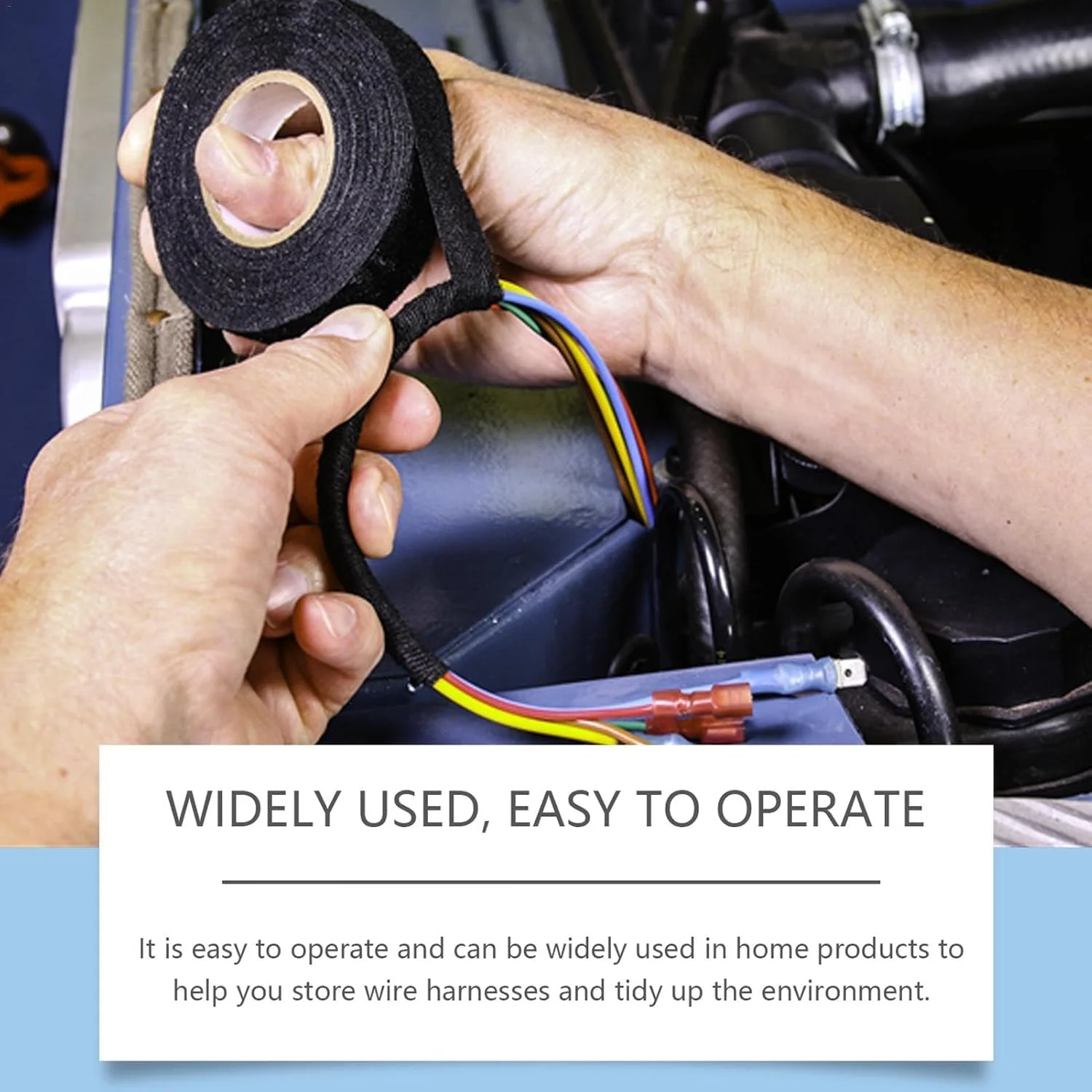 نوار سیم کشی فولادی آزونه برای خودروها، نوار پارچه ای مقاوم در برابر حرارت بالا، نوار پارچه ای سیم کشی خود چسب 15 متری مشکی برای سیم کشی برق، میرایی صدا، ضد حرارت نوار سیم کشی فولادی آزونه برای خودروها، نوار پارچه ای مقاوم در برابر حرارت بالا، نوار پارچه ای سیم کشی خود چسب 15 متری مشکی برای سیم کشی برق، میرایی صدا، ضد حرارت