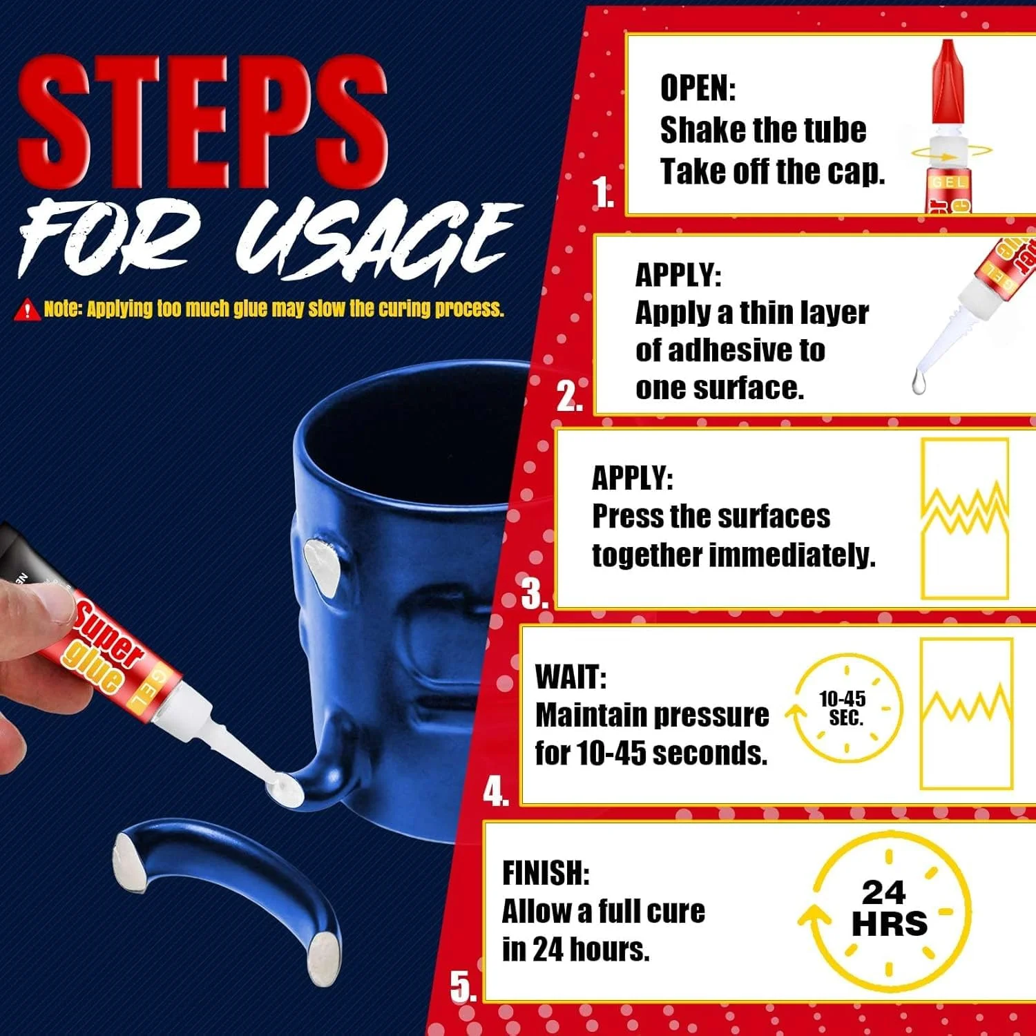 چسب ژله ای فوق العاده Azonee، چسب ژله ای فوق العاده - خشک شدن سریع، چسب ضخیم و قوی برای پلاستیک، سرامیک، فلز، چوب، چرم، صنایع دستی، قدرت صنعتی، شفاف، بدون کثیف کاری (3 گرم 12 عدد)