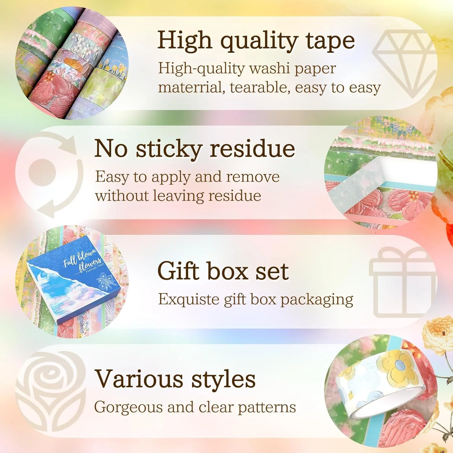 مجموعه 20 عددی نوار چسب واشی طرح قدیمی Azonee، نوارهای تزئینی چسبی گلدار با عرض 0.5/1/1.5/2/2.5 سانتی متر برای ژورنالینگ، لوازم اسکرپ بوک، ژورنال های گلوله ای، ژورنال های جانک، صنایع دستی DIY (آبی)