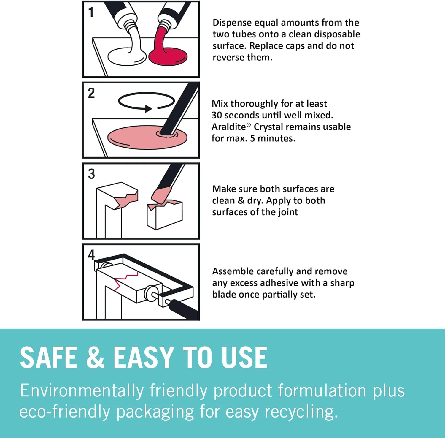 چسب اپوکسی شفاف آرالدیت، چسب اپوکسی 2 قسمتی با قابلیت خشک شدن سریع 5 دقیقه ای. بدون حلال با قدرت حرفه ای برای اتصالات نامرئی. رزین شفاف برای شیشه و جواهرات. کریستالی شفاف، 2 عدد 15 میلی لیتر