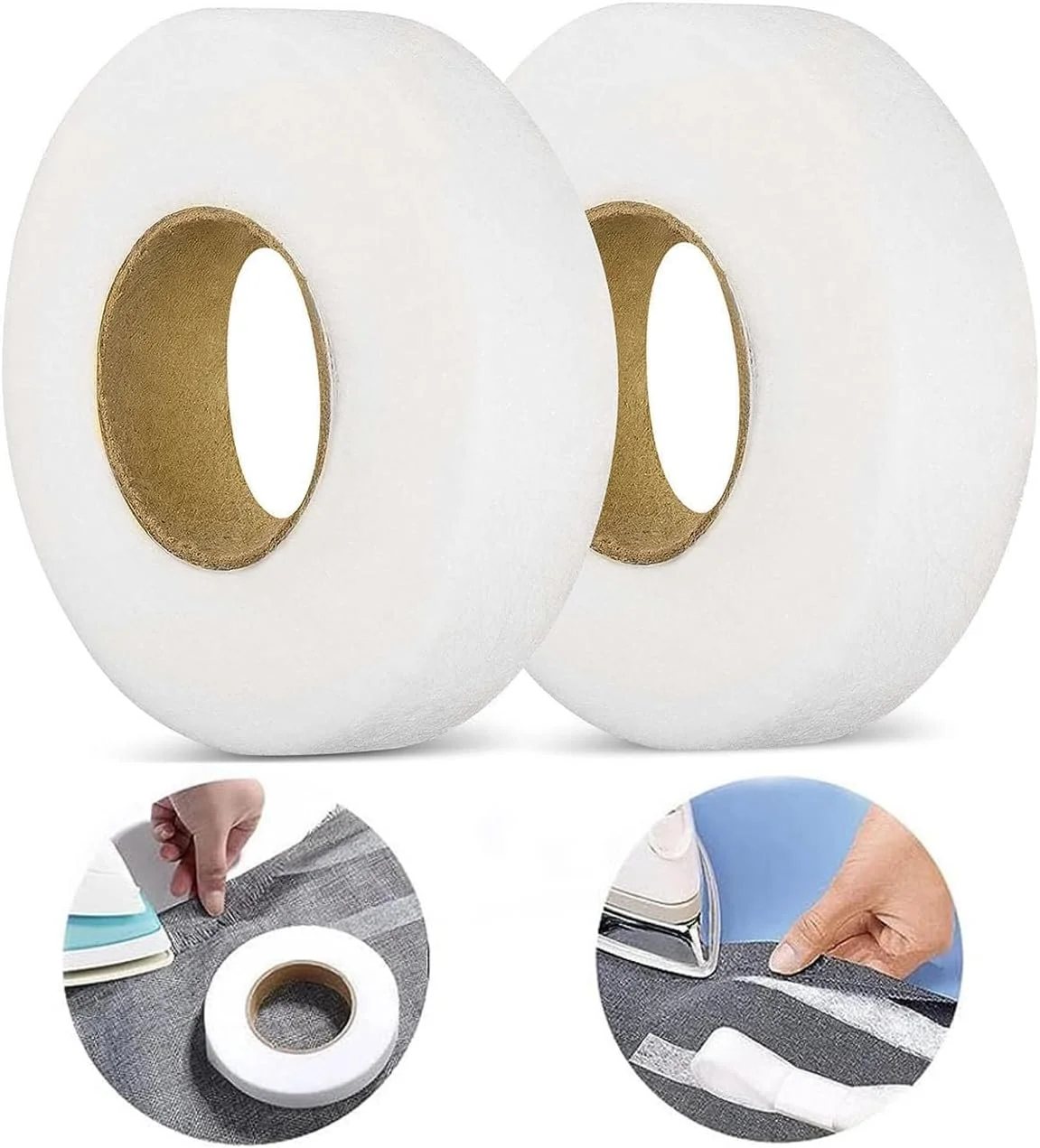 نوار پارچه ای اتویی Aputue، 2 رول، نوار لبه چسبان 2 سانتی متری، 80 یارد نوار لبه بدون دوخت، نوار چسب پارچه ای اتویی، نوار ذوب پارچه ای برای تعمیر پرده، لباس، شلوار