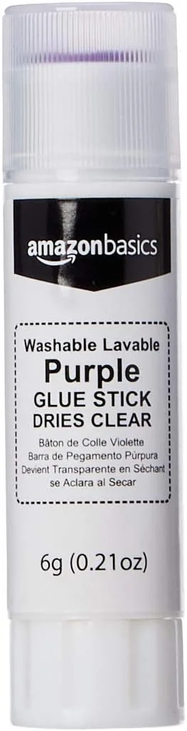 چسب ماتیکی بنفش آمازون بیسیکس مخصوص مدرسه، خشک شدن شفاف، 6 میلی لیتر، بسته 4 عددی