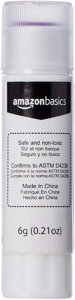 چسب ماتیکی بنفش آمازون بیسیکس مخصوص مدرسه، خشک شدن شفاف، 6 میلی لیتر، بسته 4 عددی