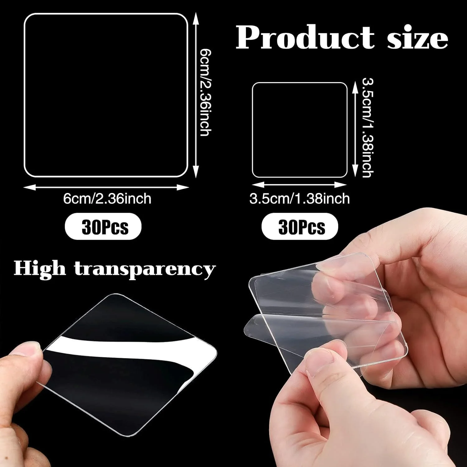 چسب دو طرفه قوی، 60 عدد نوار چسب جادویی، نصب دو طرفه، اکریلیک شفاف، مناسب برای ثابت کردن فرش، دکوراسیون دیوار دفتر کار خانگی، صنایع دستی DIY، دکوراسیون شیشه خودرو