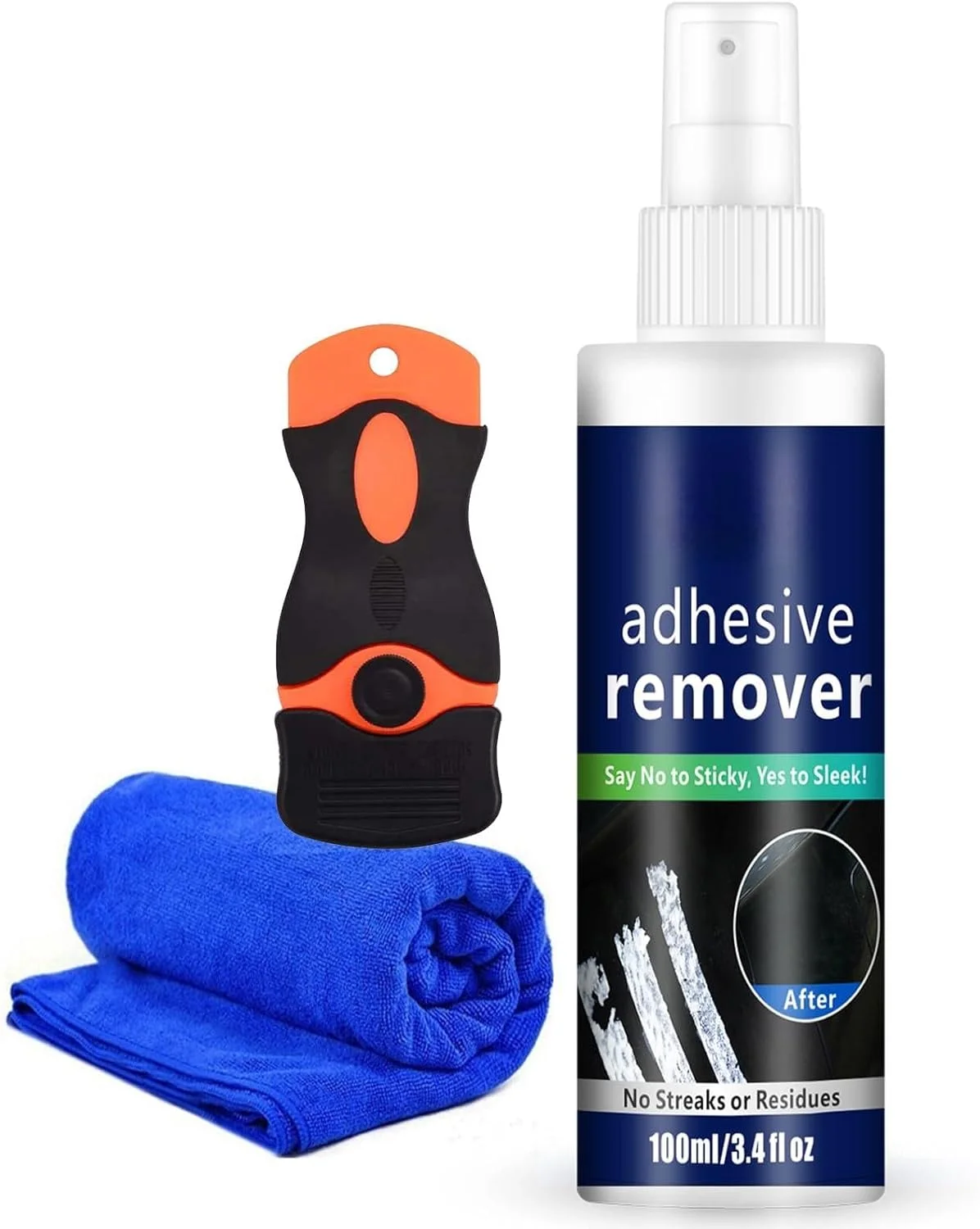 مایع پاک کننده چسب با VOC پایین، ایمن برای رنگ، به همراه ابزار خراش دهنده برای پاک کردن برچسب، لیبل، دکال، باقیمانده چسب از سپر خودرو، پنجره، دیوار و کف، 100 میلی لیتر