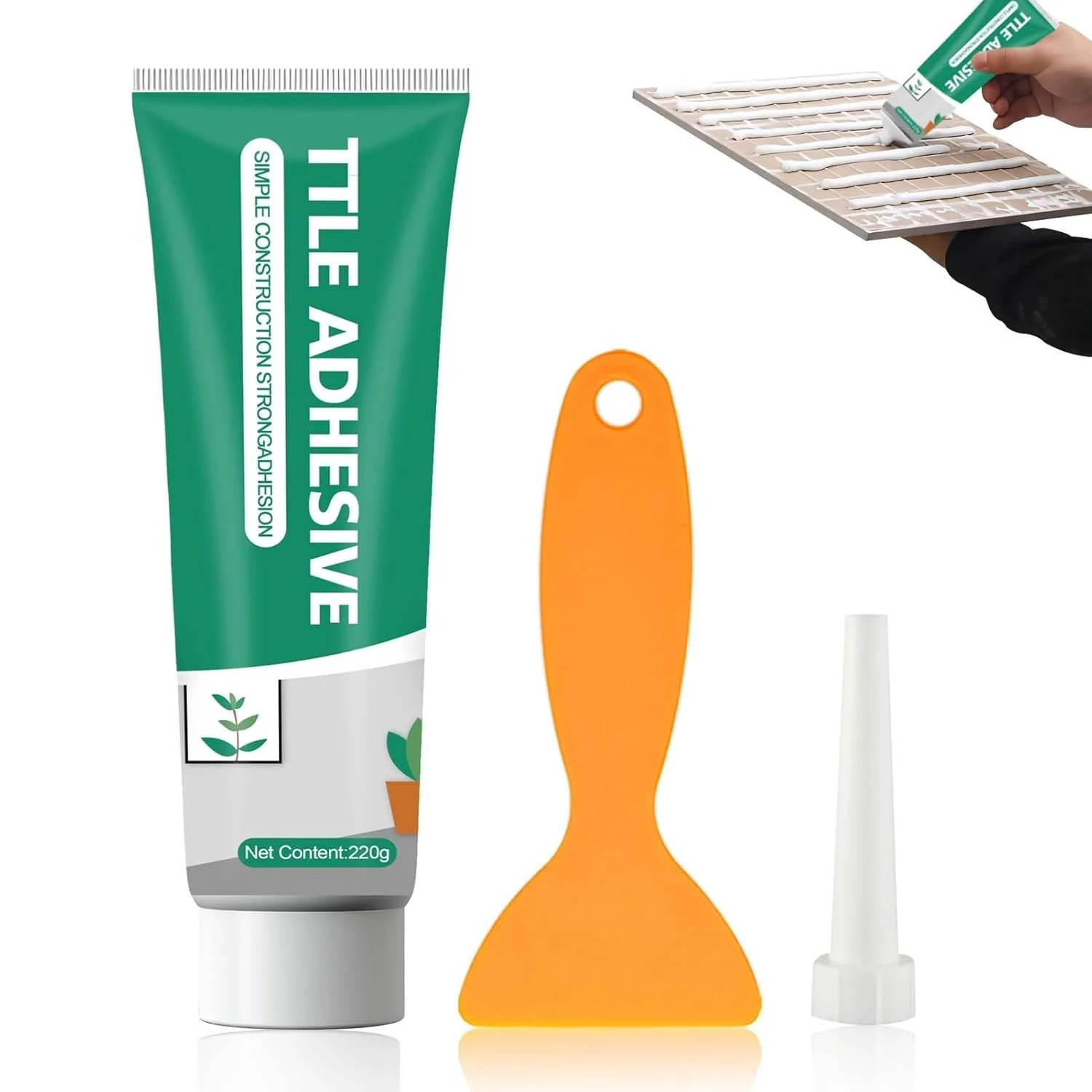 چسب کاشی، چسب کاشی با قدرت چسبندگی بالا، چسب ساختمانی سنگین با کاردک، چسب چند منظوره تعمیر سریع برای تعمیر کاشی، فلز، سرامیک، پلاستیک، چوب، ضد آب، 221 گرم