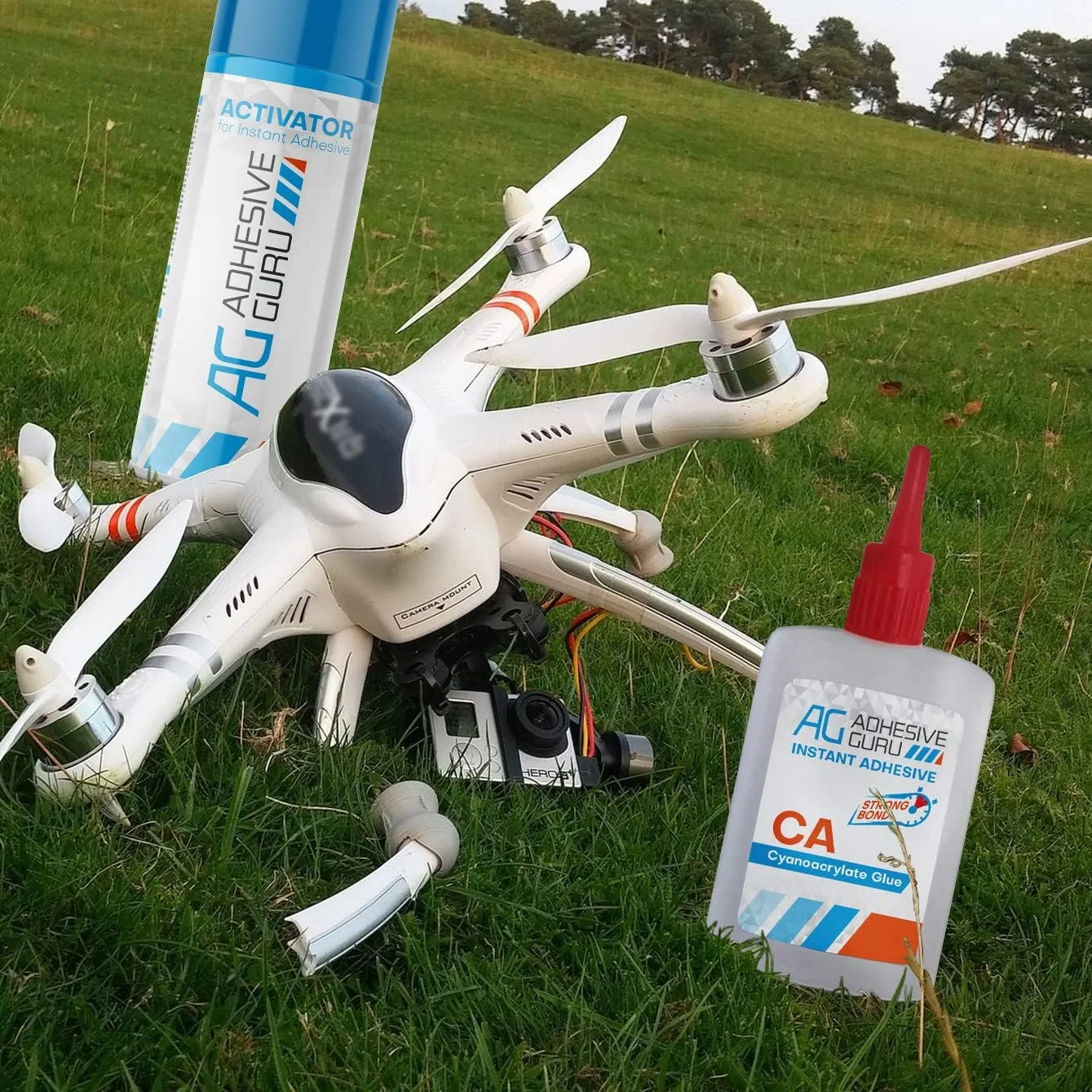 چسب قطره ای AG Adhesive Guru CA به همراه فعال کننده برای نجاری (50 گرم - 200 میلی لیتر) کیت چسب CA