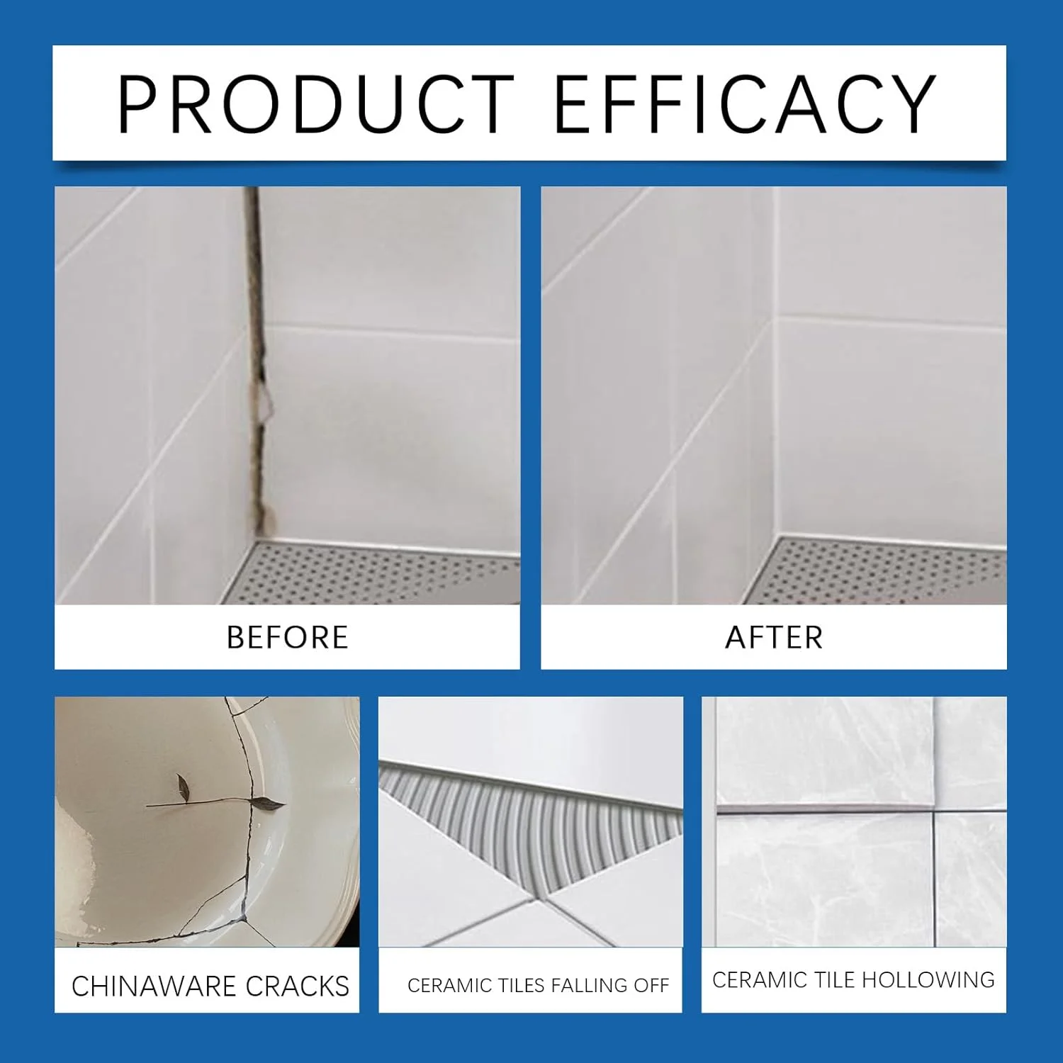 چسب کاشی قوی، چسب فوق العاده فوری سرامیک، چسب تعمیر برای کاشی های کف، چسب کاشی ضد آب برای اتصال سرامیک، ظروف، کاشی ها، صنایع دستی DIY، تعمیرات طولانی مدت در مناطق مرطوب و پرتردد