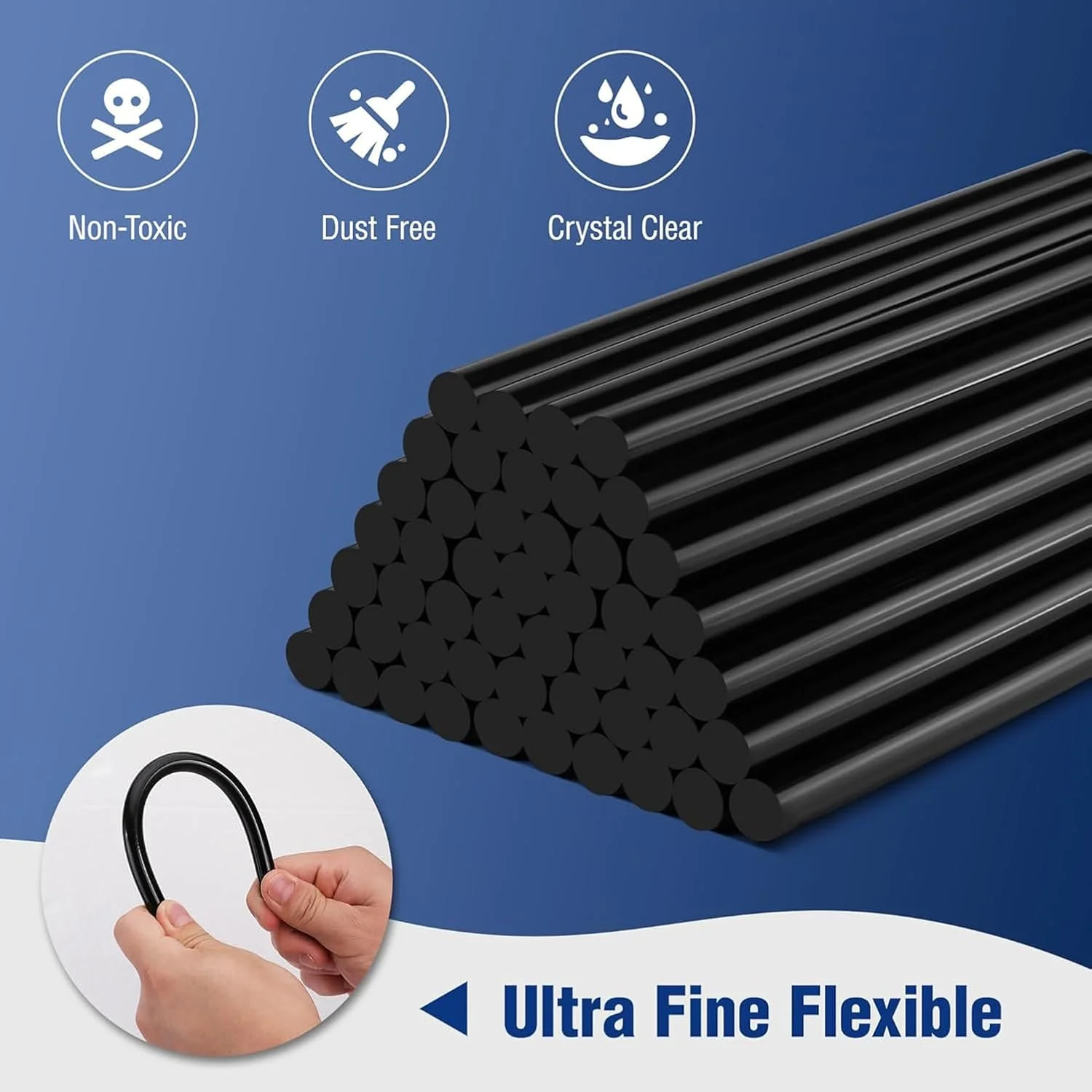 20 عدد چسب حرارتی مشکی، چسب حرارتی سایز بزرگ برای انواع تفنگ چسب حرارتی، 1x20 سانتی متر، چند منظوره برای کارهای دستی، تعمیرات عمومی، تزئینات منزل و پروژه های چسب کاری