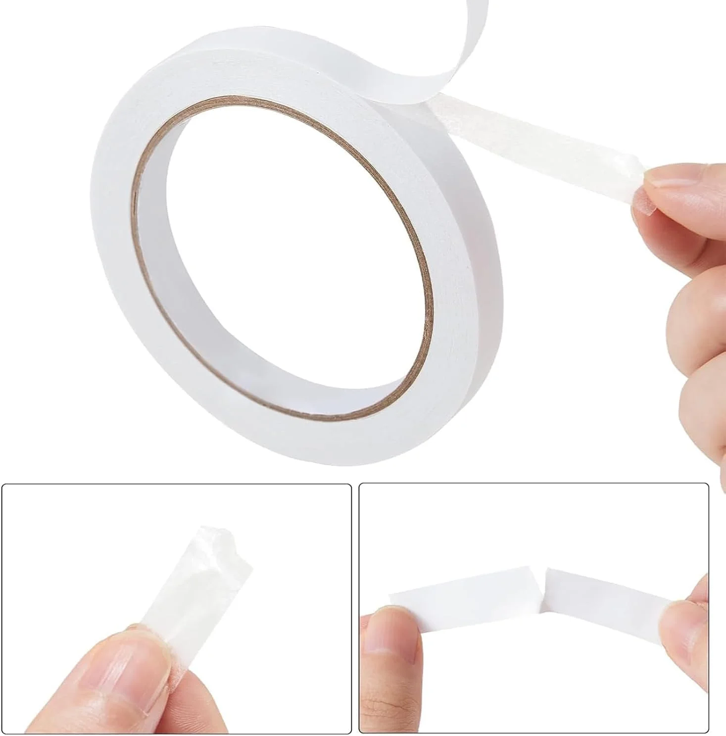 نوار چسب دو طرفه برای کارهای دستی، 4 رول 12 میلی متر در 18 متر نوار چسب دو طرفه برای هنر، عکاسی، جعبه هدیه، اسکرپ بوک، کارت سازی، پشتی کاغذی